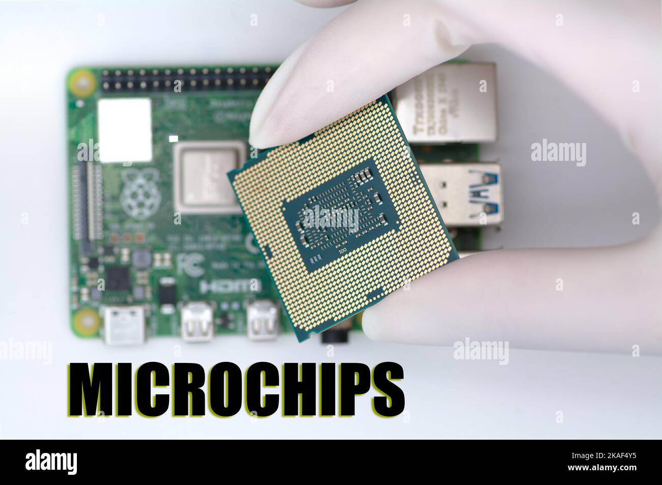Tecnologia per schede a circuito stampato in silicio a microchip Foto Stock