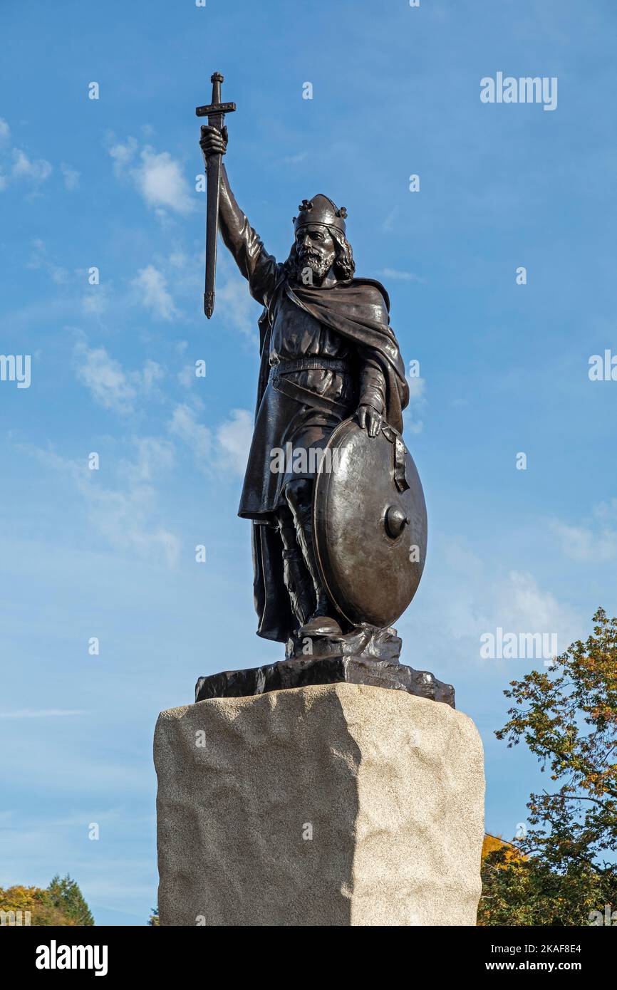 Statua di Re Alfred il Grande, Winchester, Hampshire, Inghilterra, Gran Bretagna Foto Stock