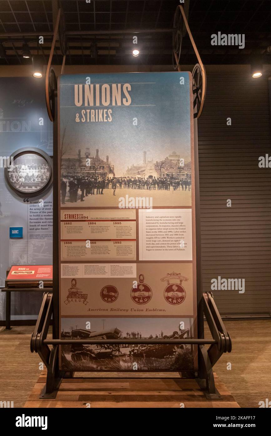 Chicago, Illinois - Pullman National Monument, il sito di una città aziendale e di fabbriche che George Pullman ha utilizzato per produrre auto da letto Pullman in t Foto Stock