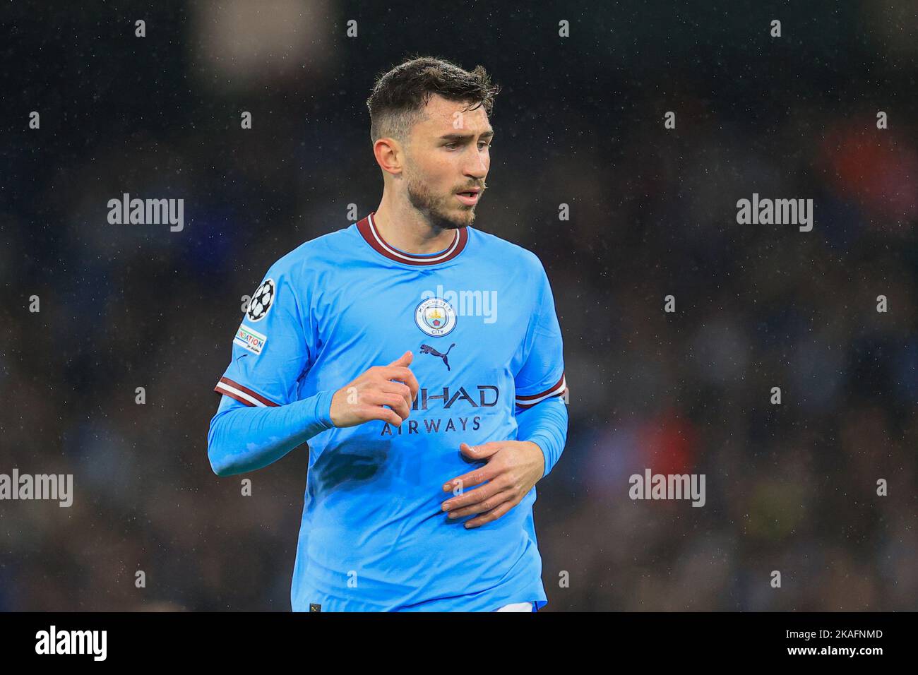 Manchester, Regno Unito. 02nd Nov 2022. Aymeric Laporte #14 di Manchester City durante la partita della UEFA Champions League Manchester City vs Siviglia allo stadio Etihad di Manchester, Regno Unito, 2nd novembre 2022 (Foto di Conor Molloy/News Images) a Manchester, Regno Unito il 11/2/2022. (Foto di Conor Molloy/News Images/Sipa USA) Credit: Sipa USA/Alamy Live News Foto Stock