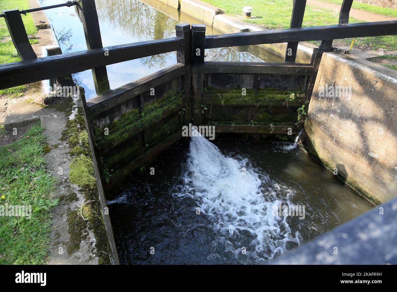 newark lock river wey navigazione pirford surrey inghilterra Foto Stock