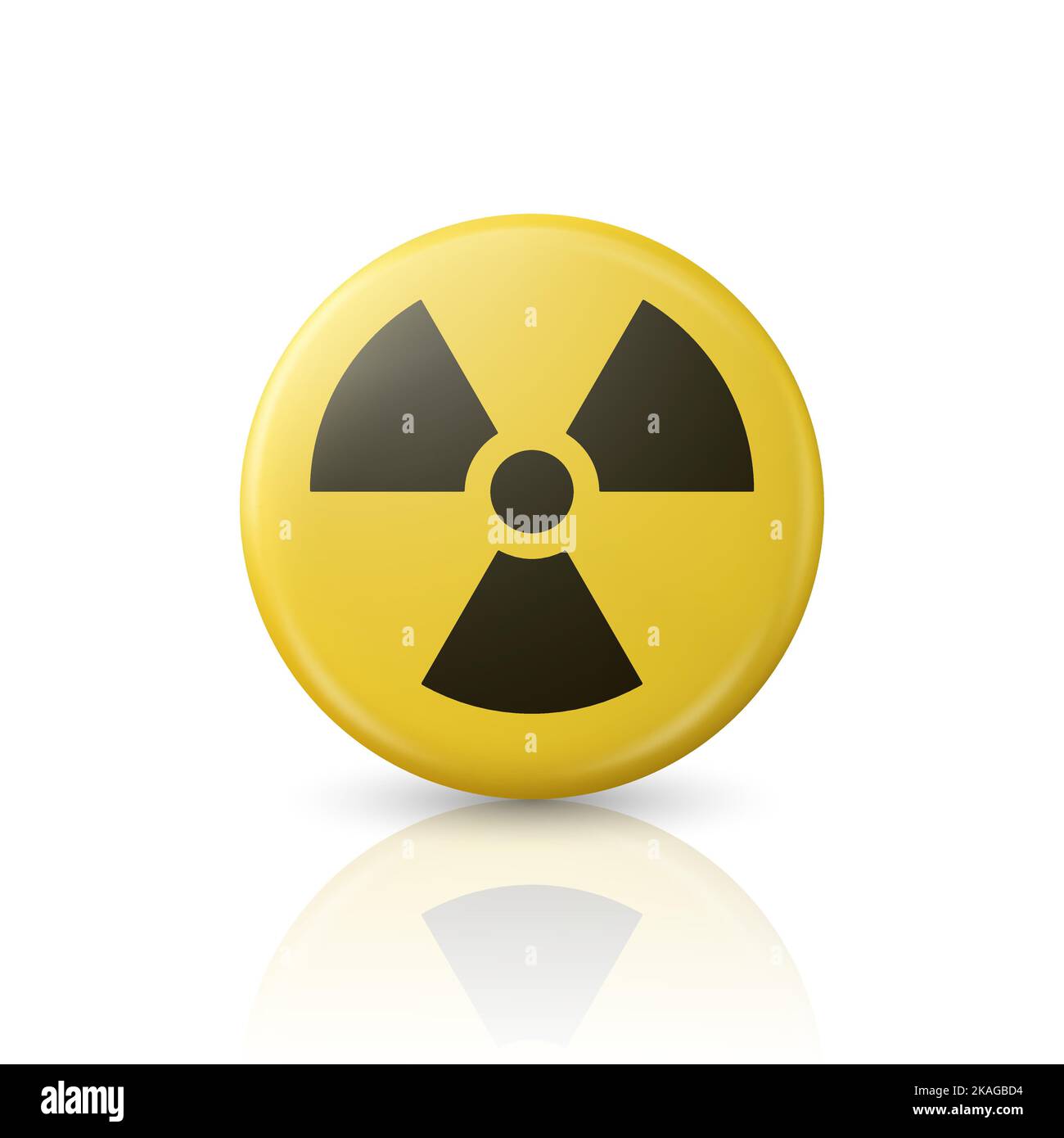 Allarme giallo vettore, segnale di pericolo radiazioni, icona del badge del pulsante isolata. Centrale nucleare, simbolo di avvertimento radioattivo. Cerchio, rotondo pericoloso Illustrazione Vettoriale