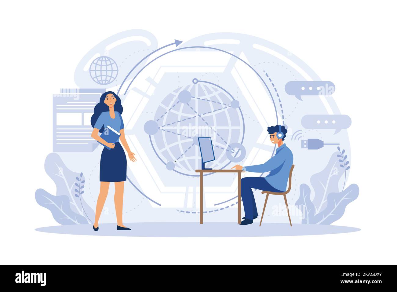 Proprietà della griglia di atomi di carbonio esagonali. Software di calcolo innovativo. Tecnologie laser, tecnologie grafiche, metafore di calcolo quantistico. Illustrazione Vettoriale