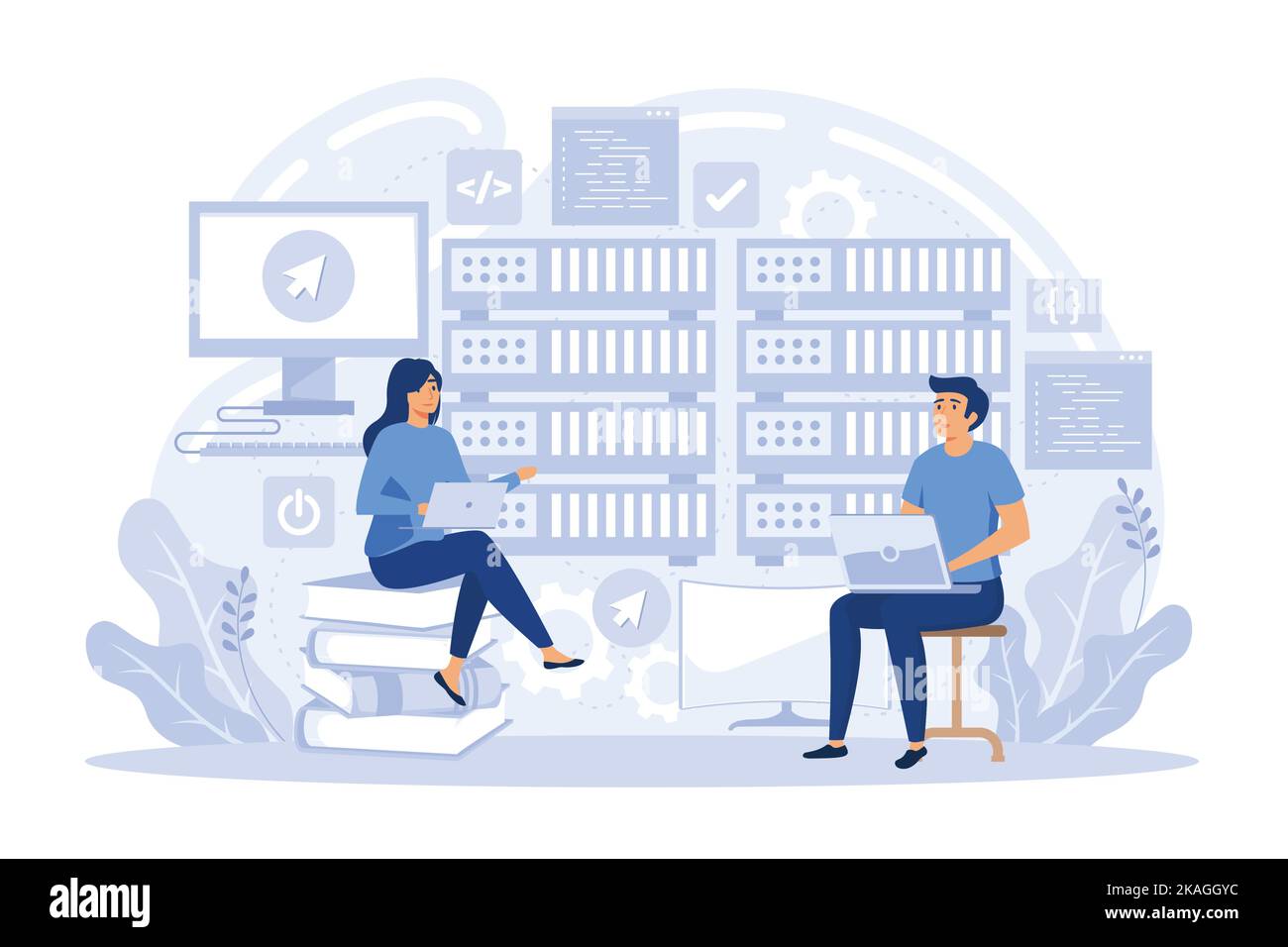 Sistema di gestione dei contenuti. Ingegneria del software, programmazione di database. Sviluppo CMS, sviluppo PHP MySQL, metafora dell'architettura dell'informazione. fla Illustrazione Vettoriale