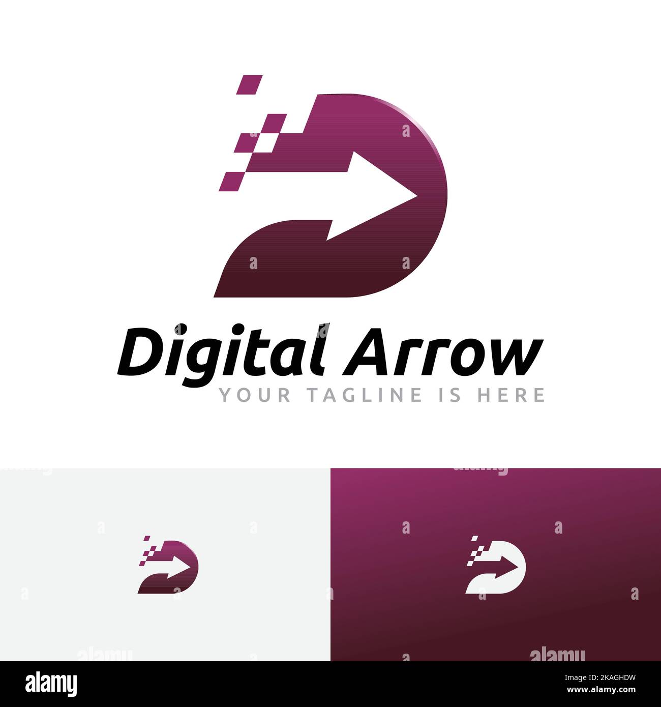 D Letter freccia digitale tecnologia moderna Logo Internet Illustrazione Vettoriale