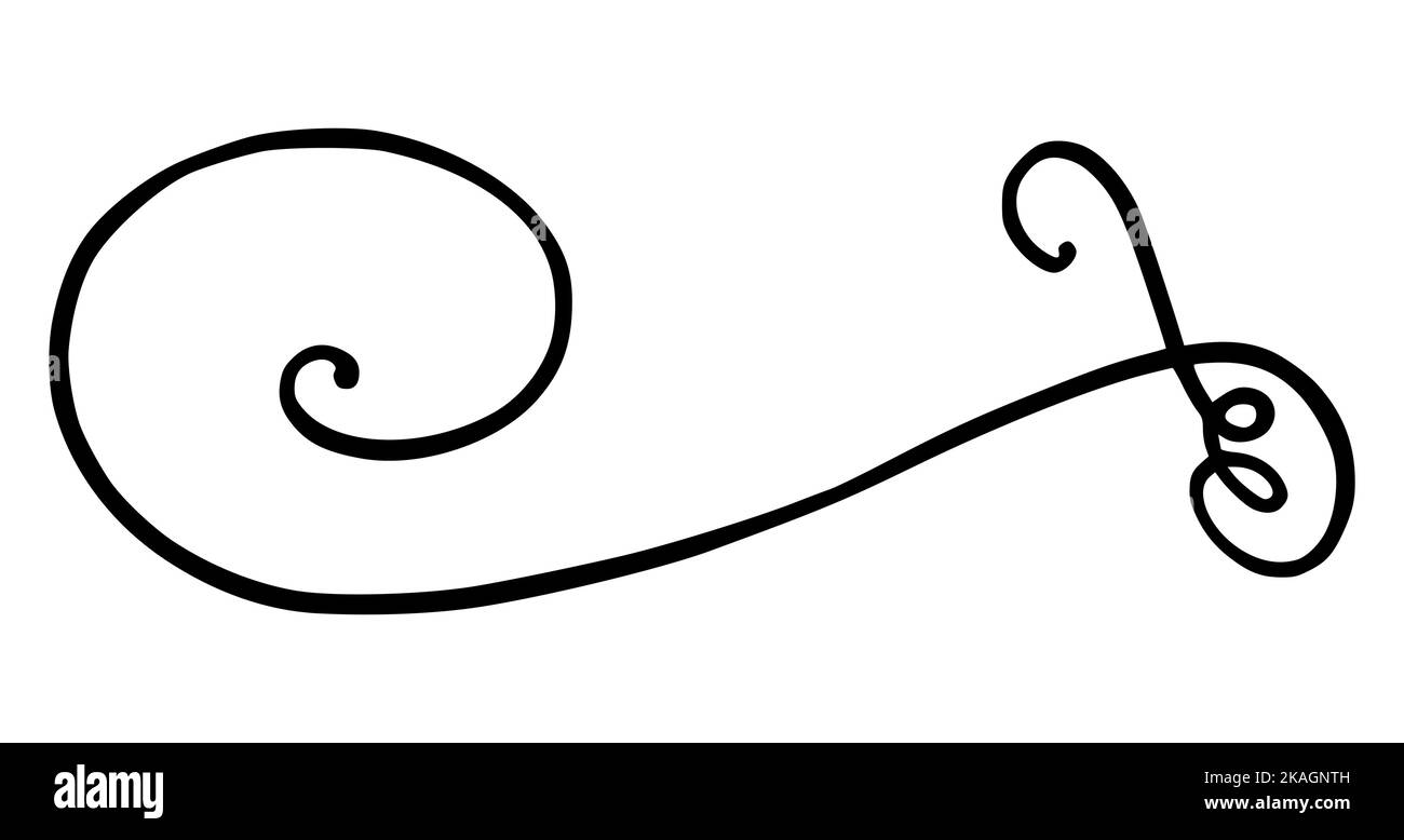 Ornamento fiorente come monogramma o divisore per gli inviti di nozze e altri disegni. Fioritura disegnata a mano isolata su sfondo bianco. Vettore Doodle Illustrazione Vettoriale