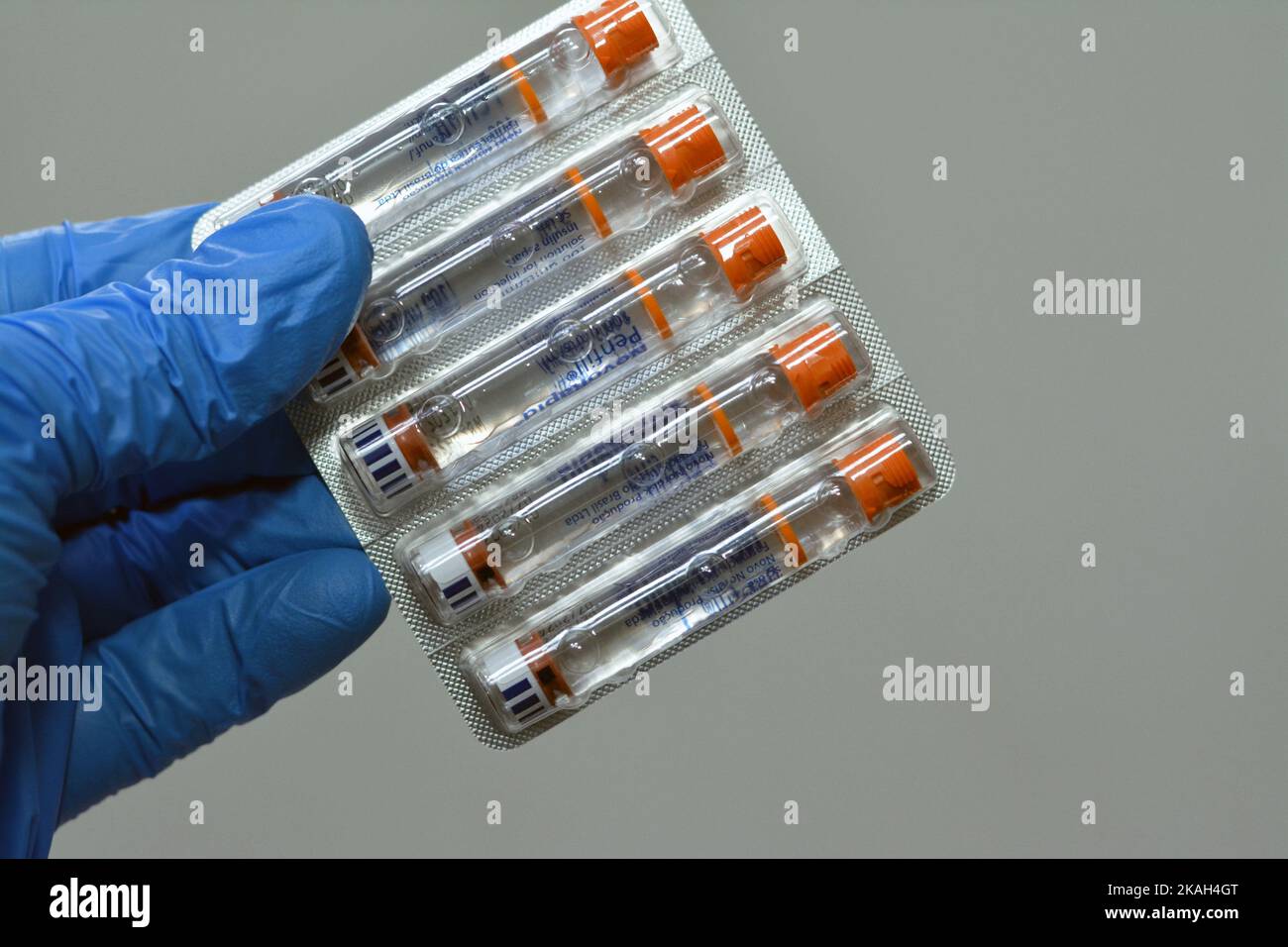 Cairo, Egitto, ottobre 4 2022: NovoRapid 100 unità ml soluzione iniettabile in cartuccia insulina aspart per il trattamento del diabete mellito pazienti trattati con befo Foto Stock Cairo, Egitto, ottobre 4 2022: NovoRapid 100 unità ml soluzione iniettabile in cartuccia insulina aspart per il trattamento del diabete mellito pazienti trattati con befo Foto Stock