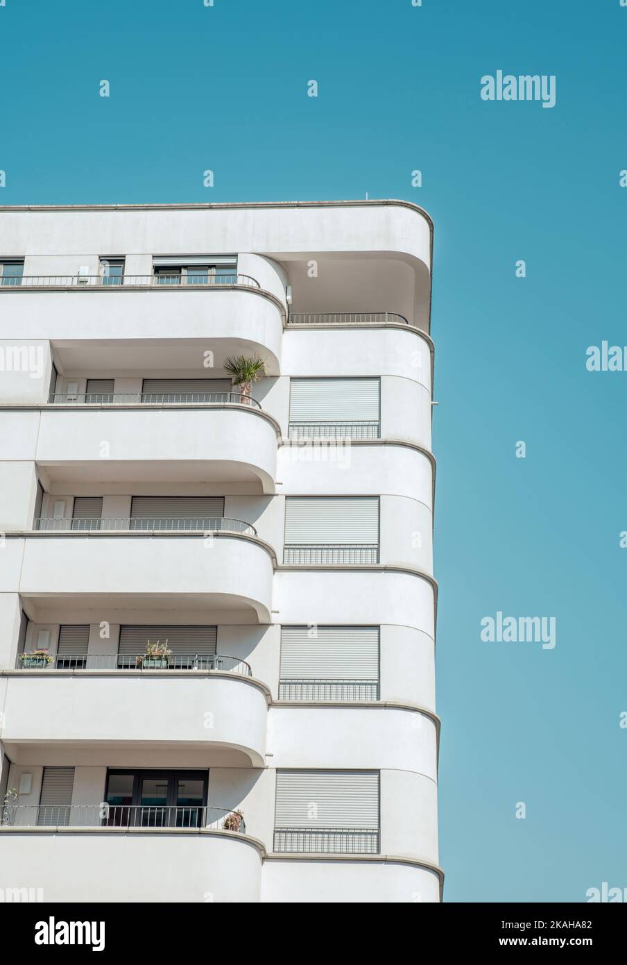 Moderno edificio residenziale nel Gutleutviertel di Francoforte sul meno Foto Stock