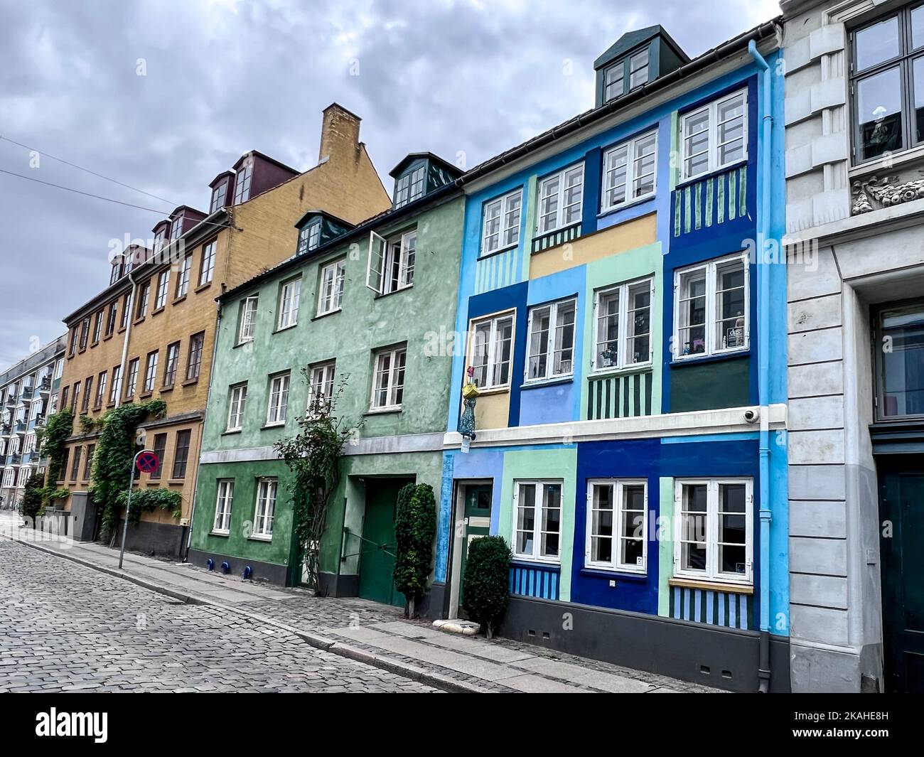 Edifici colorati a Christianshavn, Copenaghen, Zelanda, Danimarca Foto Stock