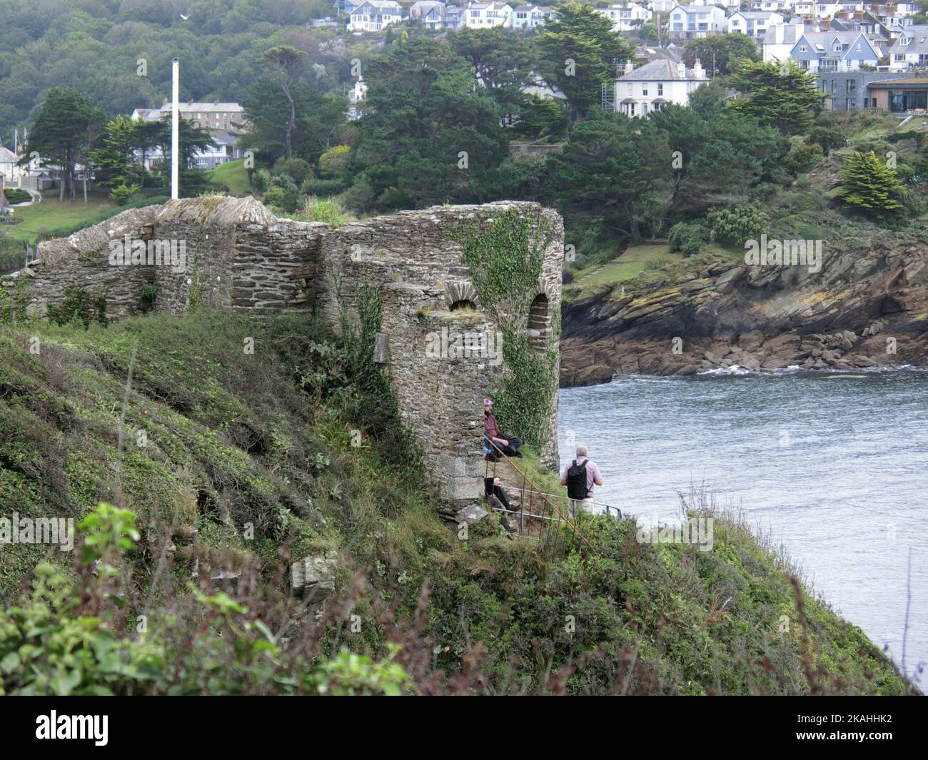 Castello di Santa Caterina, St Catherine's Point, estuario di Fowey, Cornovaglia, Inghilterra, Regno Unito nel mese di settembre Foto Stock