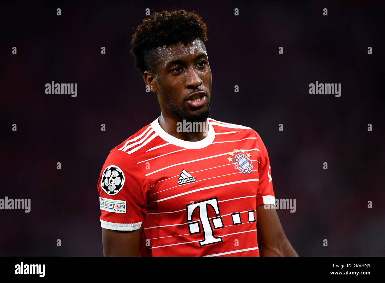 Monaco, Germania. 01 novembre 2022. Kingsley Coman del FC Bayern Munich guarda avanti durante la partita di calcio della UEFA Champions League tra il FC Bayern Munich e il FC Internazionale. Nicolò campo/Alamy Live News Foto Stock
