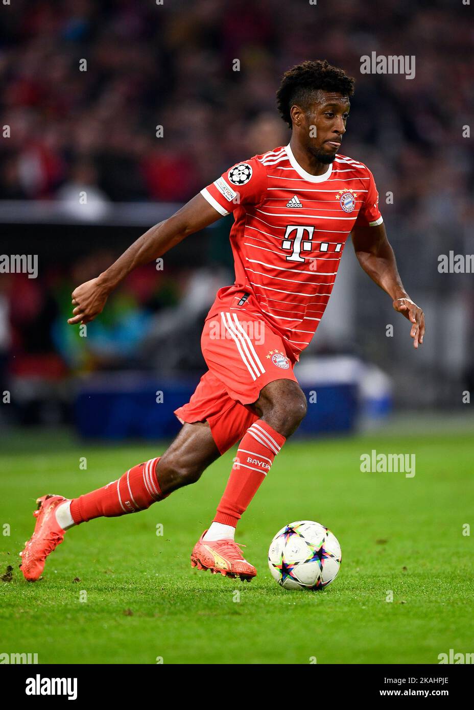 Monaco, Germania. 01 novembre 2022. Kingsley Coman del Bayern Monaco in azione durante la partita di calcio della UEFA Champions League tra il Bayern Monaco e il FC Internazionale. Nicolò campo/Alamy Live News Foto Stock