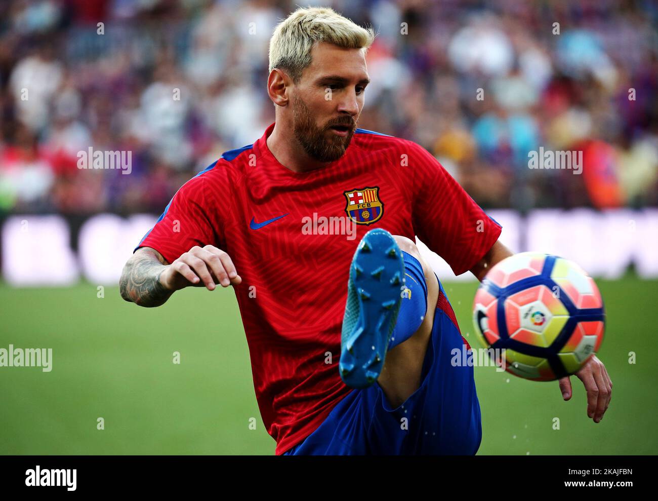 Lionel messi durante la partita corrispondente al Trofeo Joan Gamper, disputata allo stadio Camp Nou, il 10 agosto 2016. (Foto di Urbanandsport/NurPhoto) *** Please use Credit from Credit Field *** Foto Stock