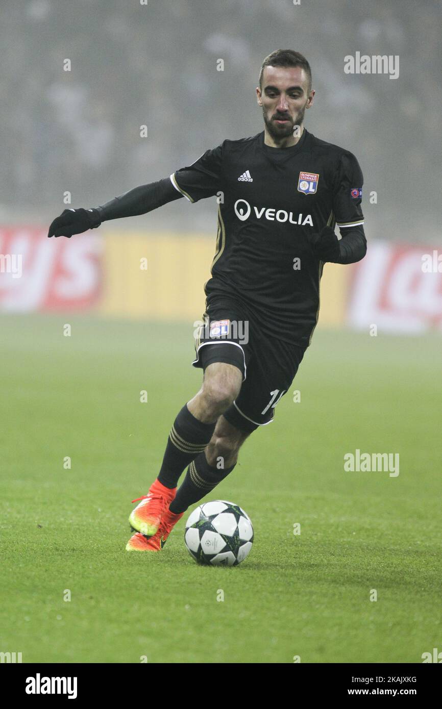 DÃƒÂ Sergi Darder di Lione durante la partita di calcio UEFA Champions League Group H tra Olympique Lyonnais (OL) e FC Sevilla al Parc Olympique Lyonnais di Lione, il 7 dicembre 2016. (Foto di Elyxandro Cegarra/NurPhoto) *** Please use Credit from Credit Field *** Foto Stock