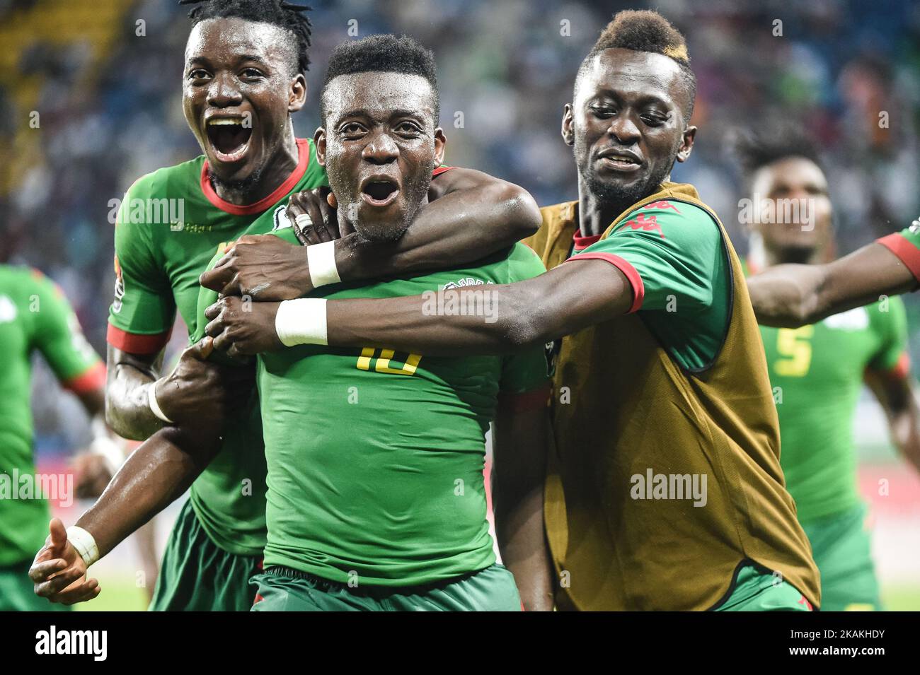 Festeggiamo il gol del Burkina Faso durante la 2017 Coppa delle nazioni d'Africa 3rd a Port Gentile, Gabon il 4/2/2017 (Foto di Ulrik Pedersen/NurPhoto) *** Please use Credit from Credit Field *** Foto Stock