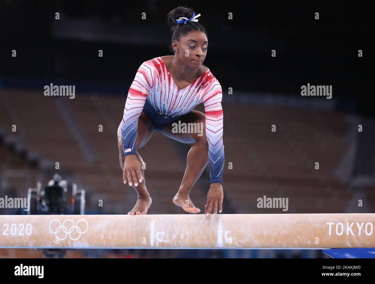 03rd AGOSTO 2021 - TOKYO, GIAPPONE: Simone BILES degli Stati Uniti si esibisce al fascio di equilibrio femminile durante le finali degli apparati di ginnastica artistica ai Giochi Olimpici di Tokyo 2020 (Foto di Mickael Chavet/RX) Foto Stock
