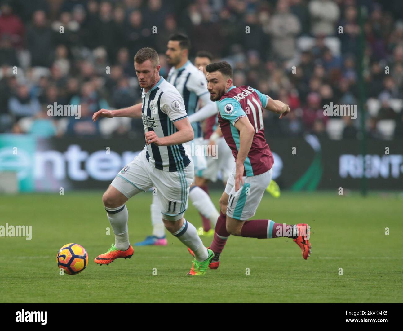 Chris brunt di West Bromwich Albion durante la partita di EPL - Premier League tra West Ham United contro West Bromwich Albion allo stadio di Londra, Queen Elizabeth II Olympic Park, Londra, Gran Bretagna - 11 Feb 2017 (Photo by Kieran Galvin/NurPhoto) *** Please use Credit from Credit Field *** Foto Stock