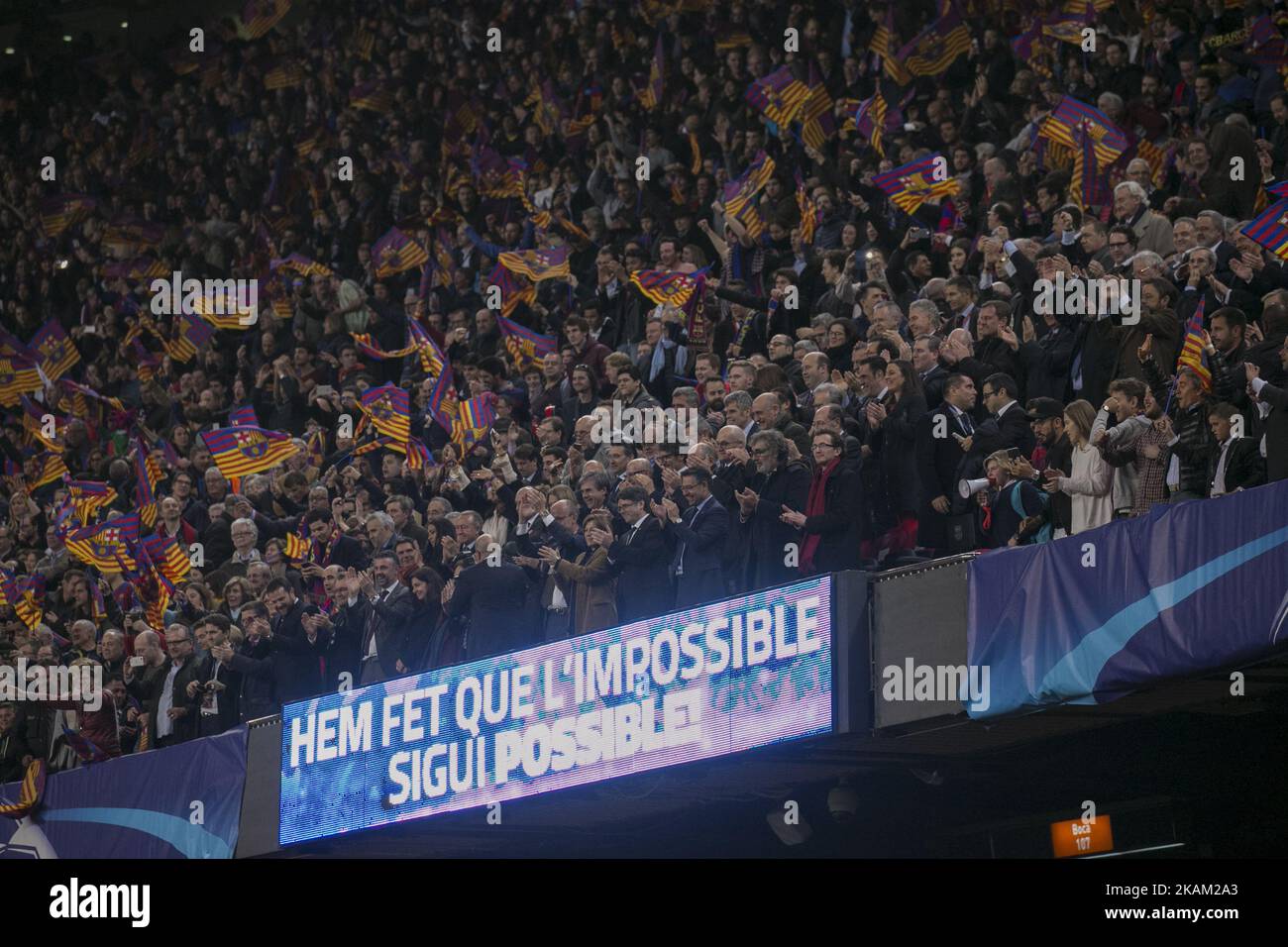 Celebrazione al termine della partita UEFA Champions League tra F.C. Barcellona contro PSG, a Barcellona, il 08 marzo 2017. (Foto di Urbanandsport/NurPhoto) *** Please use Credit from Credit Field *** Foto Stock