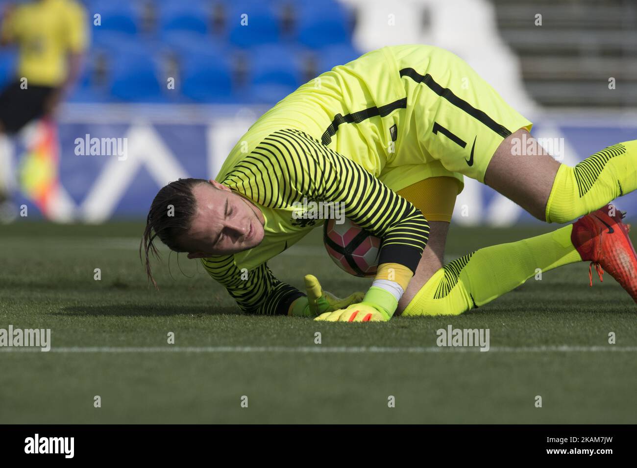 Joel Drommel (Paesi Bassi) durante la partita amichevole delle squadre nazionali U21 dei Paesi Bassi contro la Finlandia alla Pinatar Arena il 24 marzo 2017 a Murcia, Spagna. (Foto di Jose Breton/Nurphoto) *** Please use Credit from Credit Field *** Foto Stock