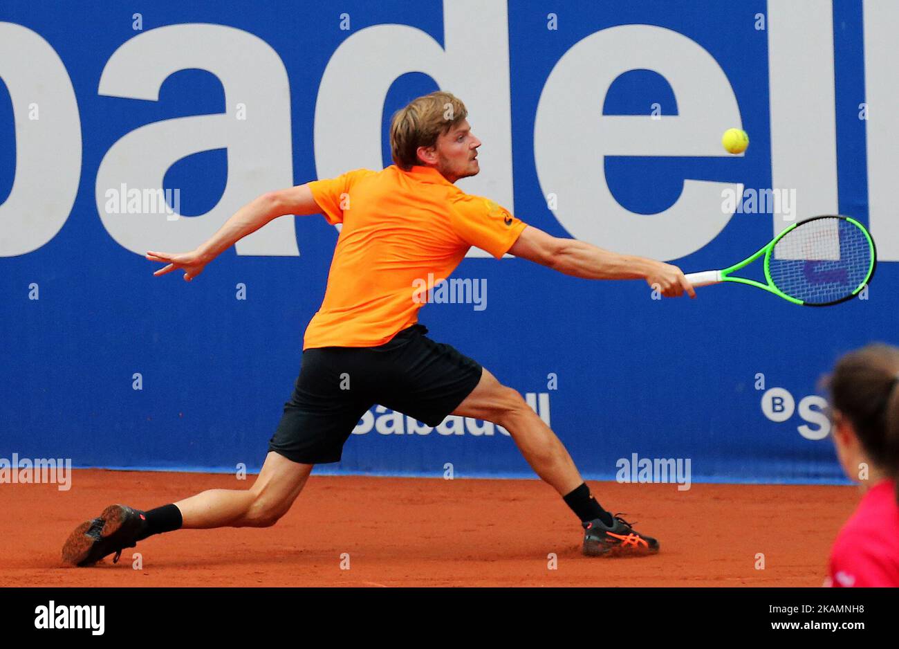 David Goffin durante la partita contro Nikoloz Basilashvili corrispondente al Barcellona Open Banc Sabadell, il 26 aprile 2017. (Foto di Urbanandsport/NurPhoto) *** Please use Credit from Credit Field *** Foto Stock