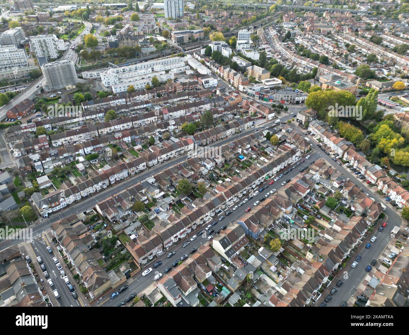 Ilford East London Aerial drone view high angle Foto Stock