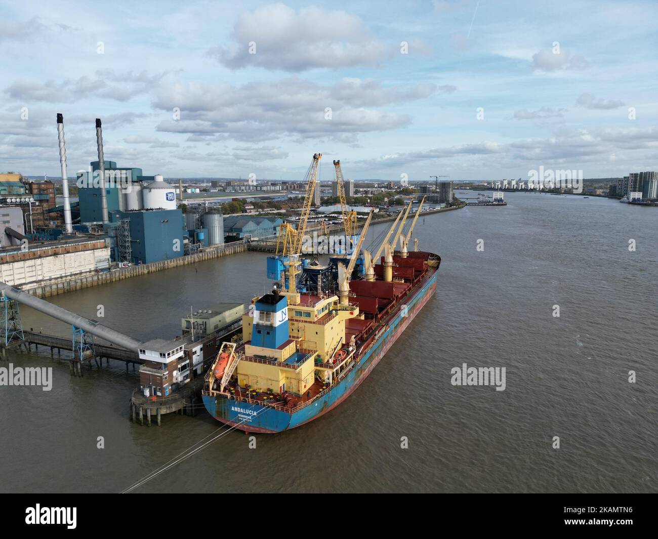 Tate & Lyle Sugar Refinery Silvertown London vista aerea del drone Foto Stock