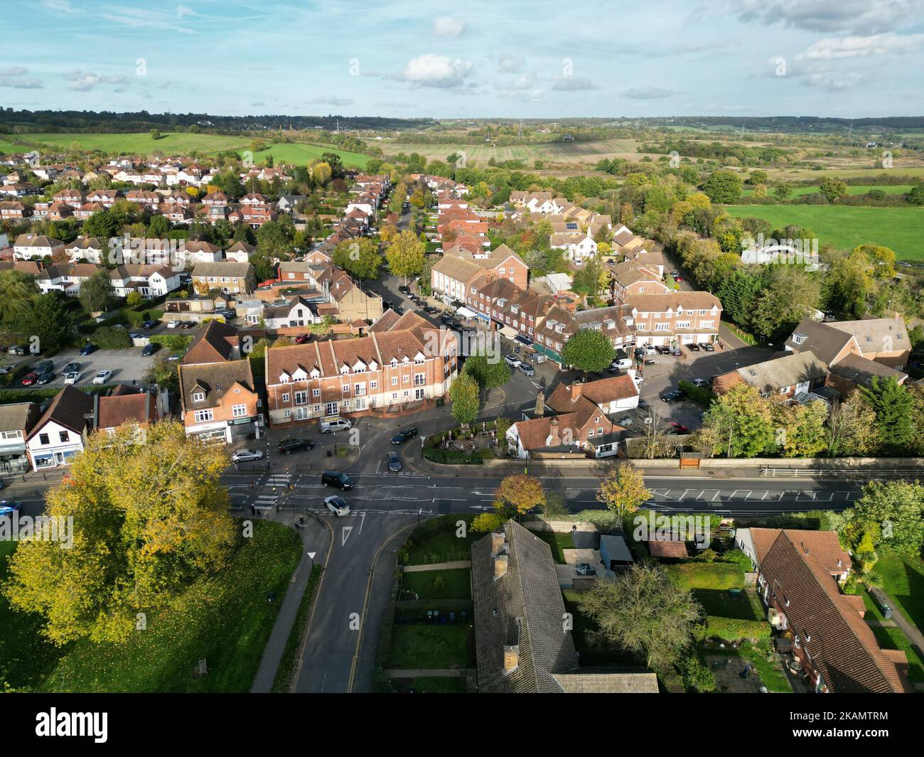 Theydon bois villaggio in Essex UK drone vista aerea Foto Stock