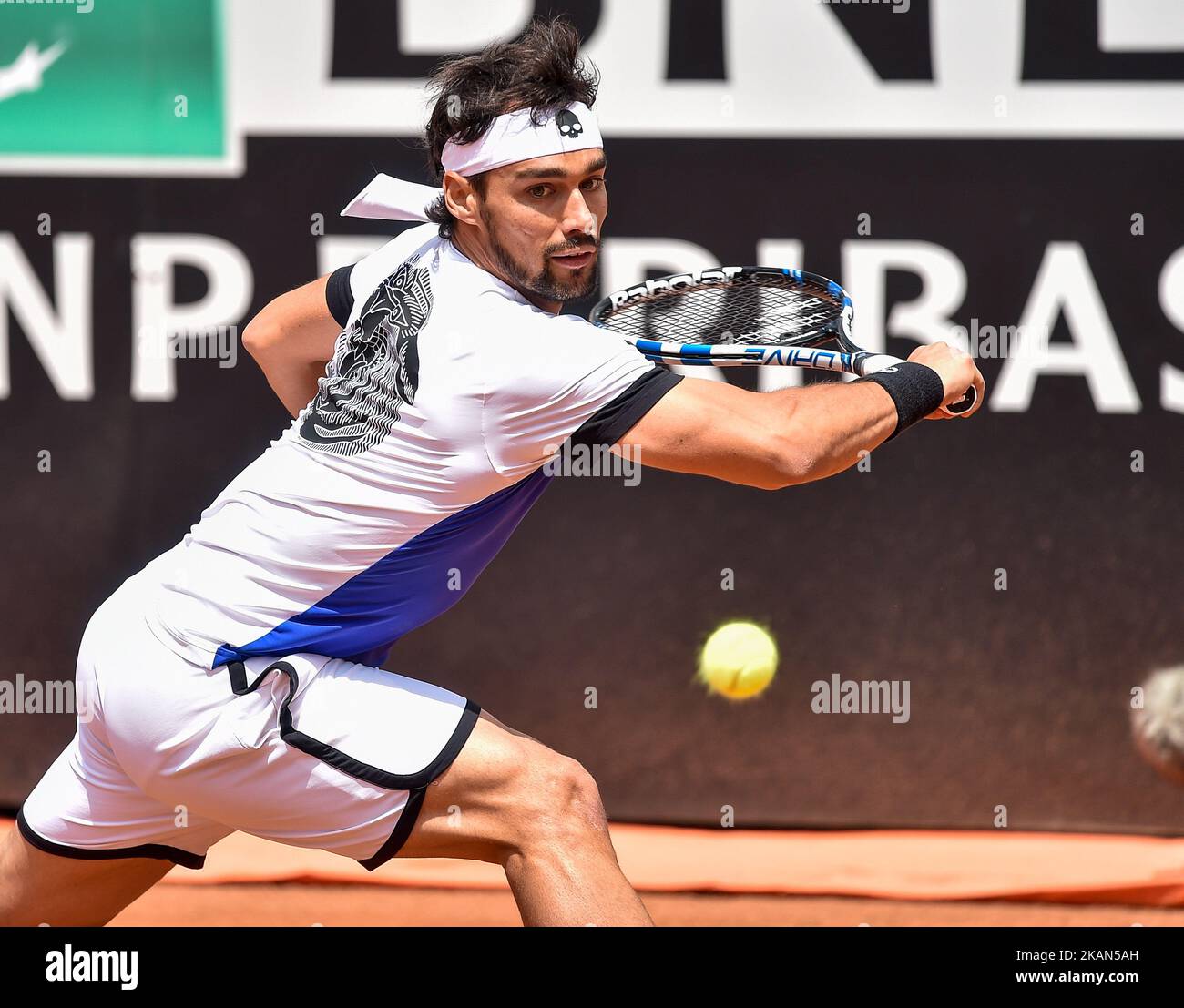 Fabio Fognini in azione durante la sua partita contro Alexander Zverev - internazionali BNL d'Italia 2017 il 16 maggio 2017 a Roma. (Foto di Silvia Lore/NurPhoto) *** Please use Credit from Credit Field *** Foto Stock