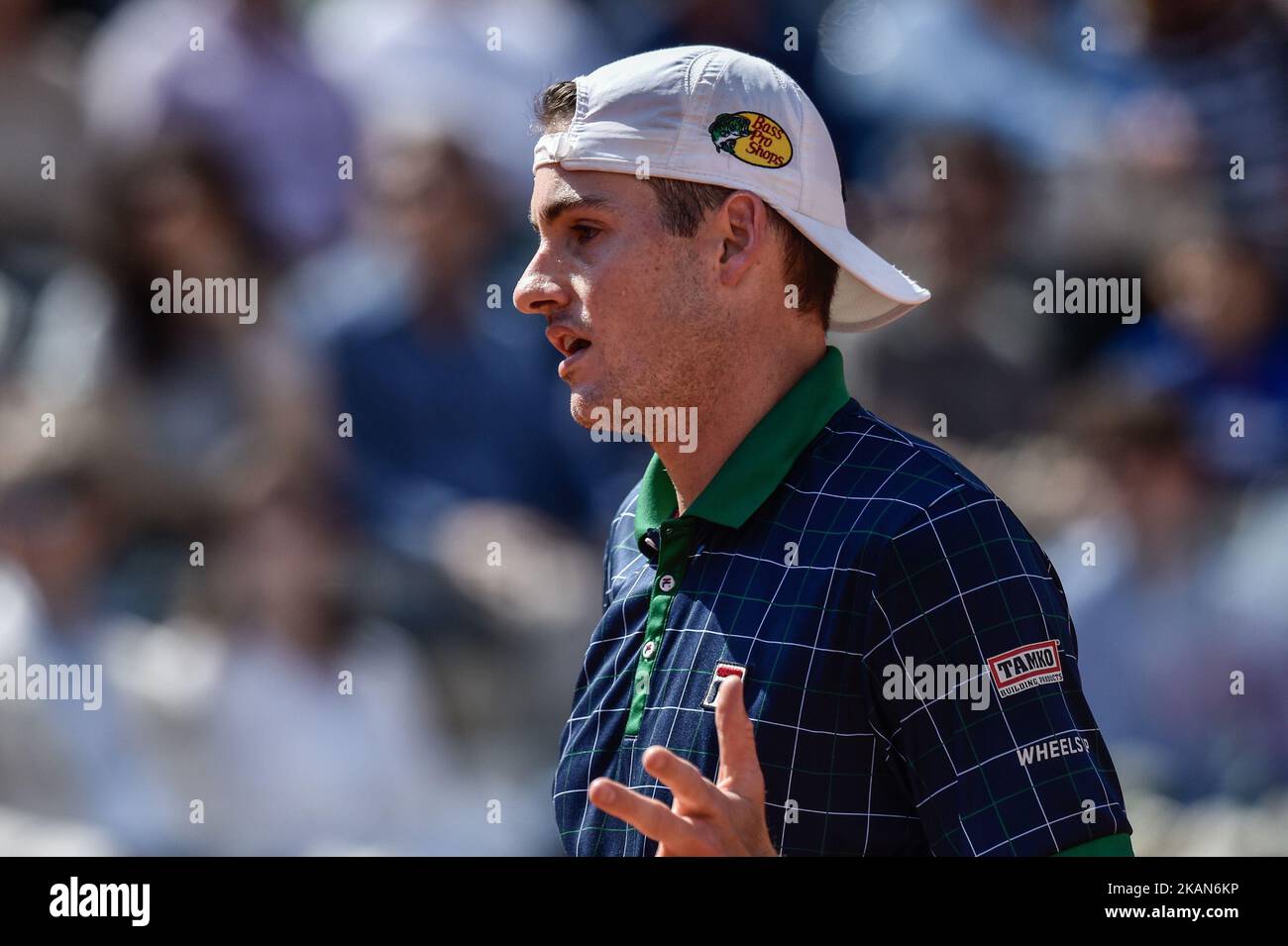 John Isner (USA) sembra sconsolato Alexander Zverev (GER) durante l'ATP World Tour Masters 1000 internazionali BNL D'Italia al Foro Italico, Roma, Italia il 20 maggio 2017. (Foto di Giuseppe Maffia/NurPhoto) *** Please use Credit from Credit Field *** Foto Stock