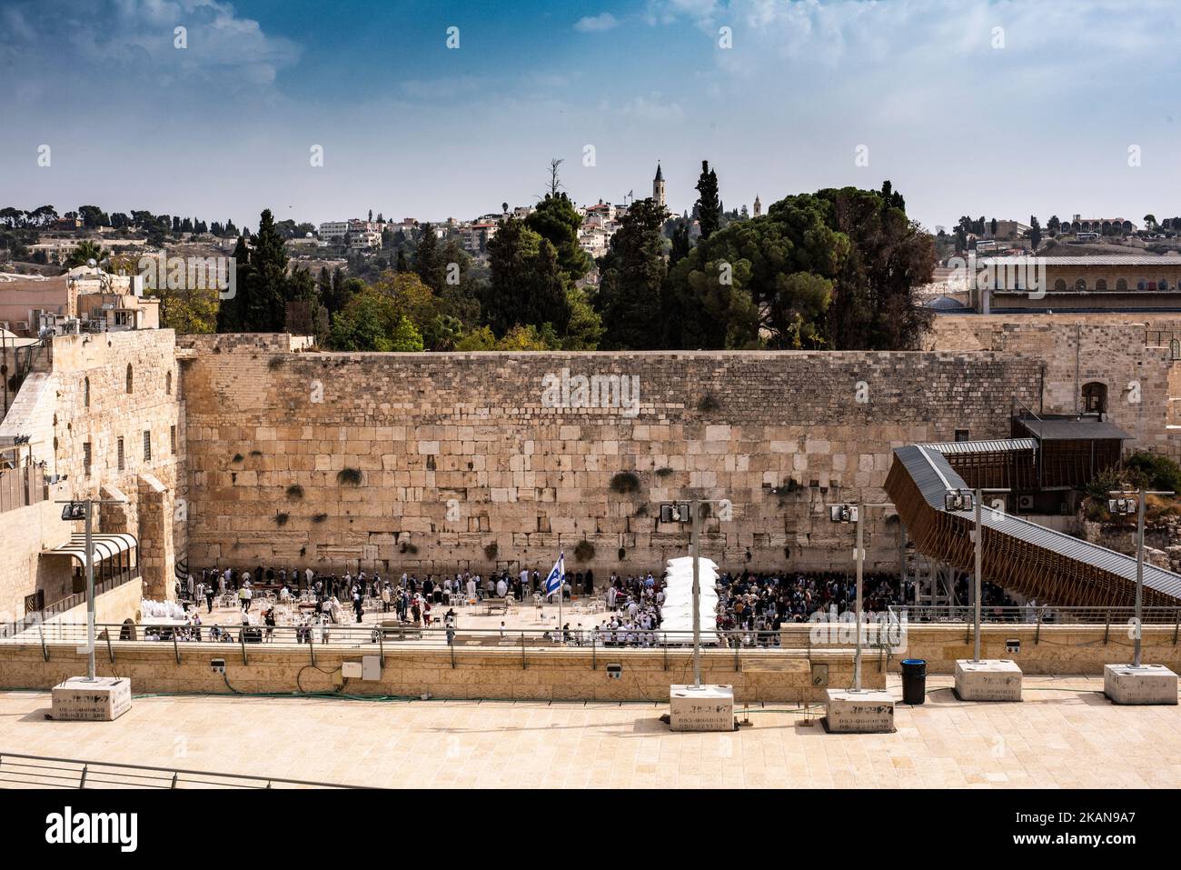 Il Muro Occidentale o Muro del Pianto nella città vecchia di Gerusalemme Foto Stock