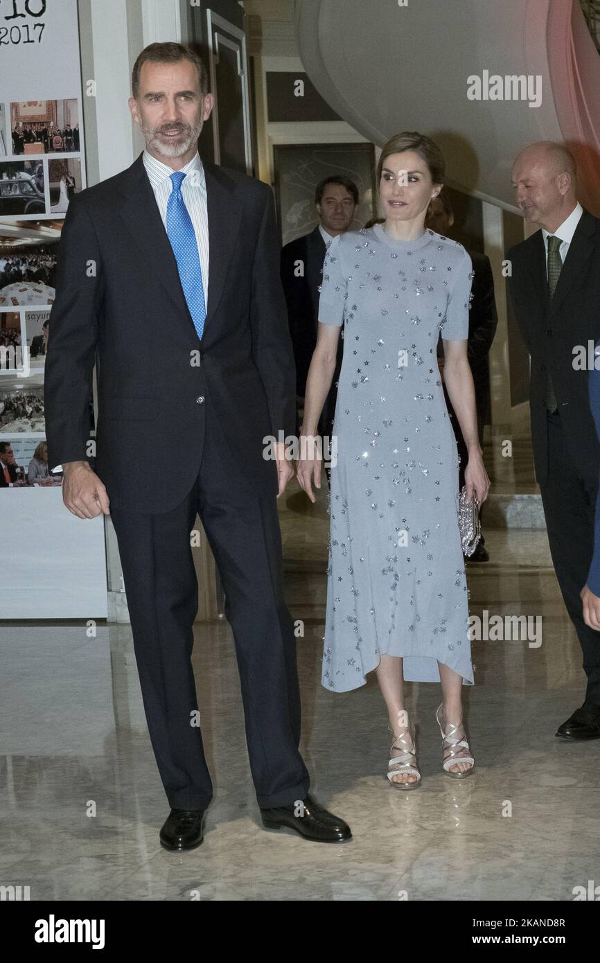 Il re spagnolo Felipe VI e la regina spagnola Letizia hanno tenuto un discorso durante la cerimonia del 60th° anniversario dell'agenzia di stampa Europa a Madrid, Spagna, il 30 maggio 2017. (Foto di Oscar Gonzalez/NurPhoto) *** Please use Credit from Credit Field *** Foto Stock