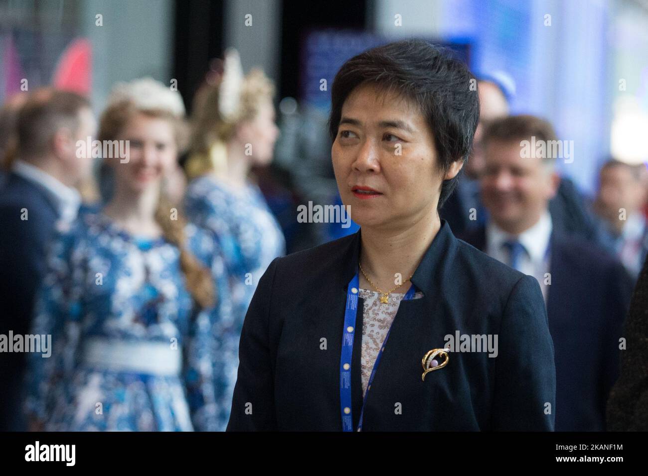 Segretario Generale, Organizzazione Internazionale dell'Aviazione civile (ICAO) Fang Liu partecipa al Forum economico Internazionale di San Pietroburgo (SPIEF), Russia, 2 giugno 2017 (Foto di Igor Russak/NurPhoto) *** Please use Credit from Credit Field *** Foto Stock