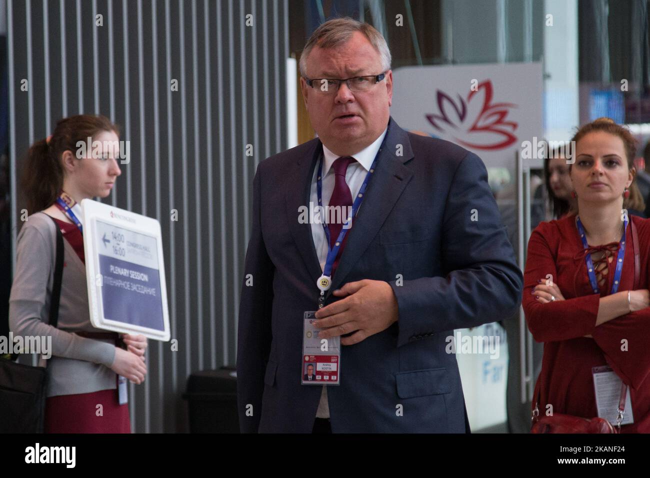 Andrey Kostin Presidente VTB Bank partecipa al Forum economico Internazionale di San Pietroburgo (SPIEF), Russia, 2 giugno 2017 (Foto di Igor Russak/NurPhoto) *** Please use Credit from Credit Field *** Foto Stock