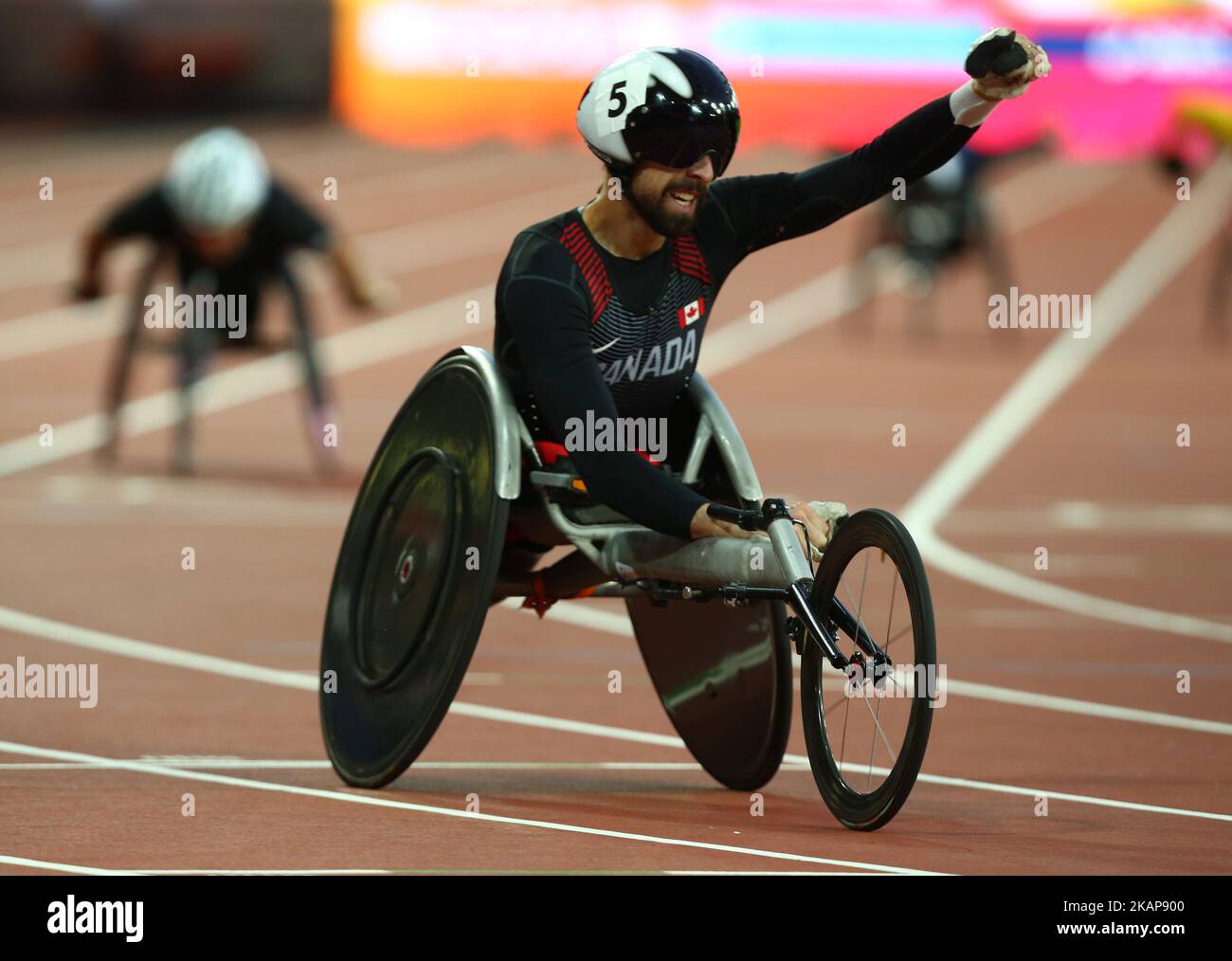 Brent Lakatos of Canada gareggia nella finale maschile del 400m T53 durante i Campionati mondiali di Para Athletics dell'IPC al London Stadium di Londra, Regno Unito il 18 luglio 2017 (Photo by Kieran Galvin/NurPhoto) *** Please use Credit from Credit Field *** Foto Stock