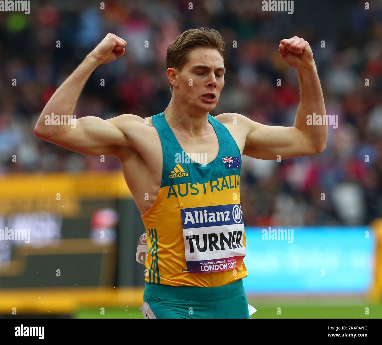 James Turner of Australia vincitore della finale maschile 800m T36 durante i Campionati mondiali di Para Athletics allo stadio di Londra il 23 luglio 2017 (Foto di Kieran Galvin/NurPhoto) *** Please use Credit from Credit Field *** Foto Stock