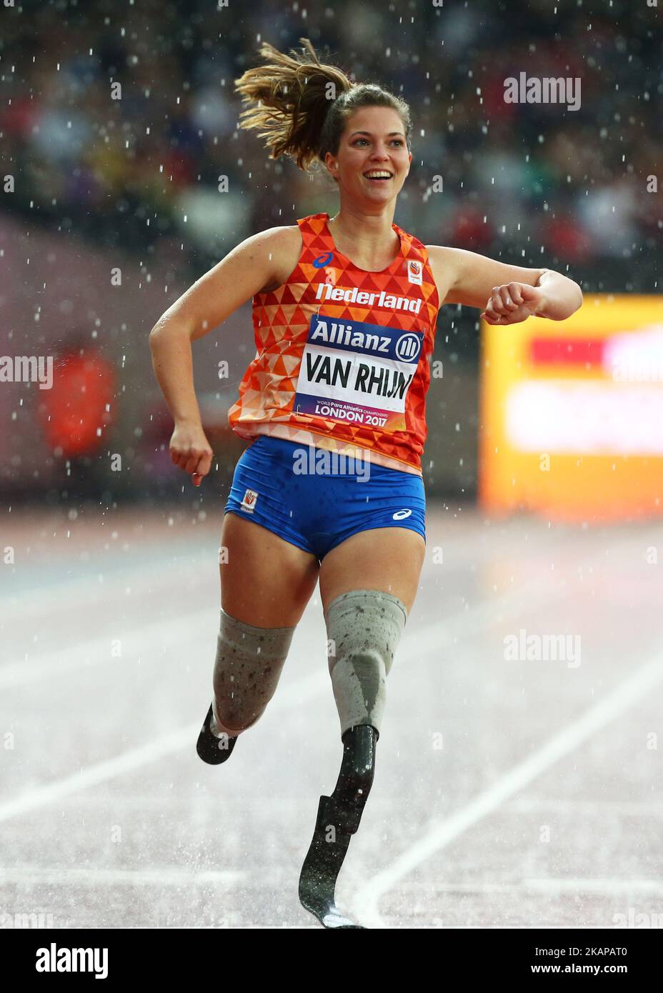 Marlou van Rhijn of Nederland vincitore della finale femminile 200m T44 durante i Campionati mondiali di Para Athletics allo stadio di Londra il 23 luglio 2017 (Foto di Kieran Galvin/NurPhoto) *** Please use Credit from Credit Field *** Foto Stock