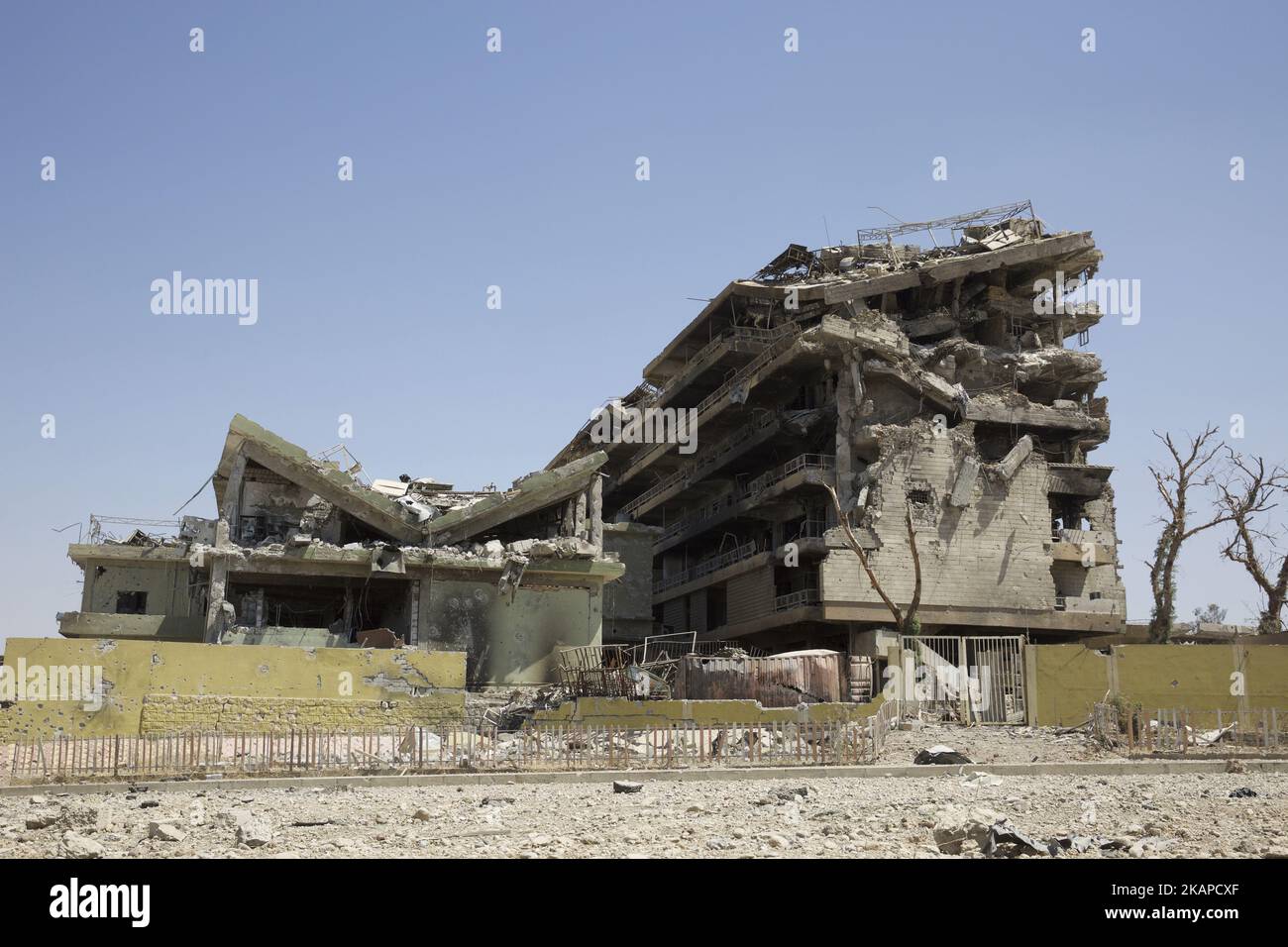 West Mosul è in rovina, mentre la lotta per Mosul sta volando al termine. Qui l'Ospedale della Repubblica che è stato combattuto per mesi. West Mosul 27 luglio 2017 (Foto di Noe Falk Nielsen/NurPhoto) *** si prega di utilizzare il credito dal campo di credito *** Foto Stock