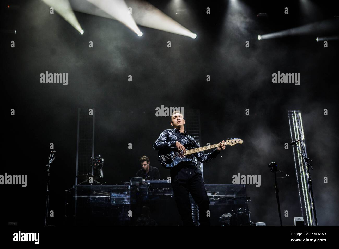 Oliver SIM della band indie inglese The XX Performing live at Lowlands Festival 2017 Biddinghuizen, Netherlands (Photo by Roberto Finizio/NurPhoto) Foto Stock