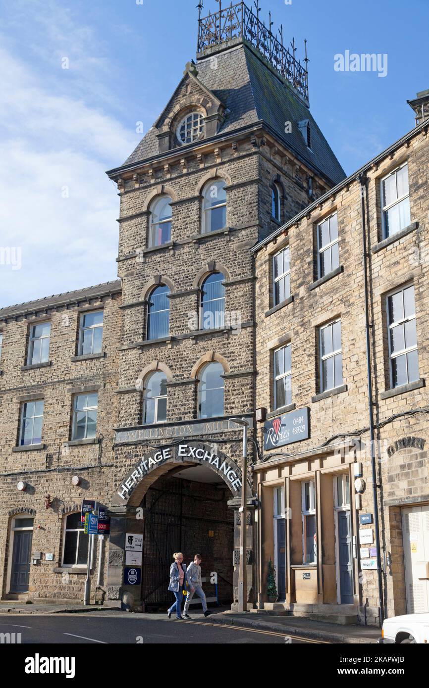 Centro affari Heritage Exchange in un ex mulino tessile, Lindley, Huddersfield, West Yorkshire Foto Stock