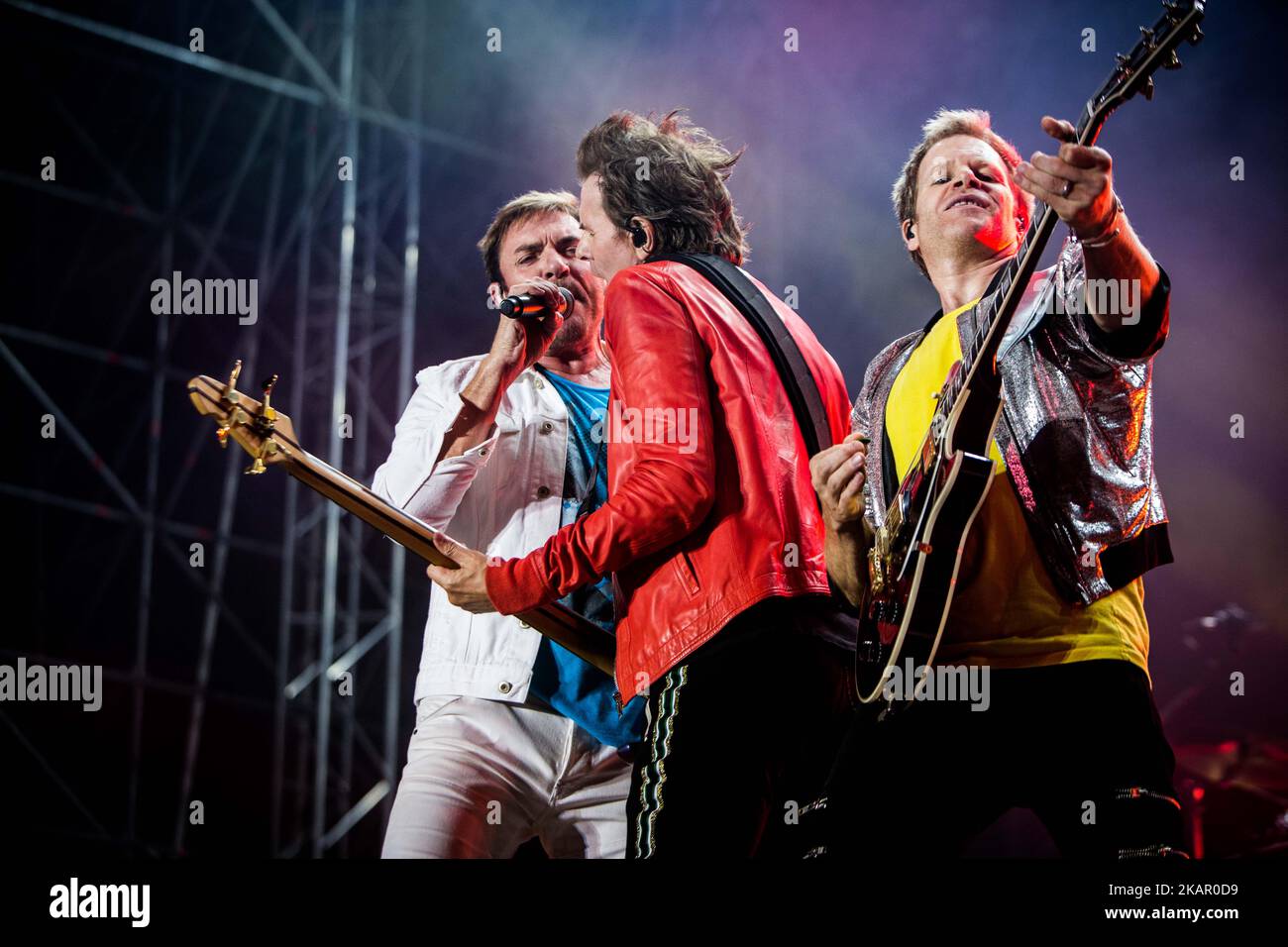 La nuova band inglese Duran Duran ha suonato dal vivo all'Home Festival 2017 di Treviso, Italia, il 2 settembre 2017. (Foto di Roberto Finizio/NurPhoto) Foto Stock