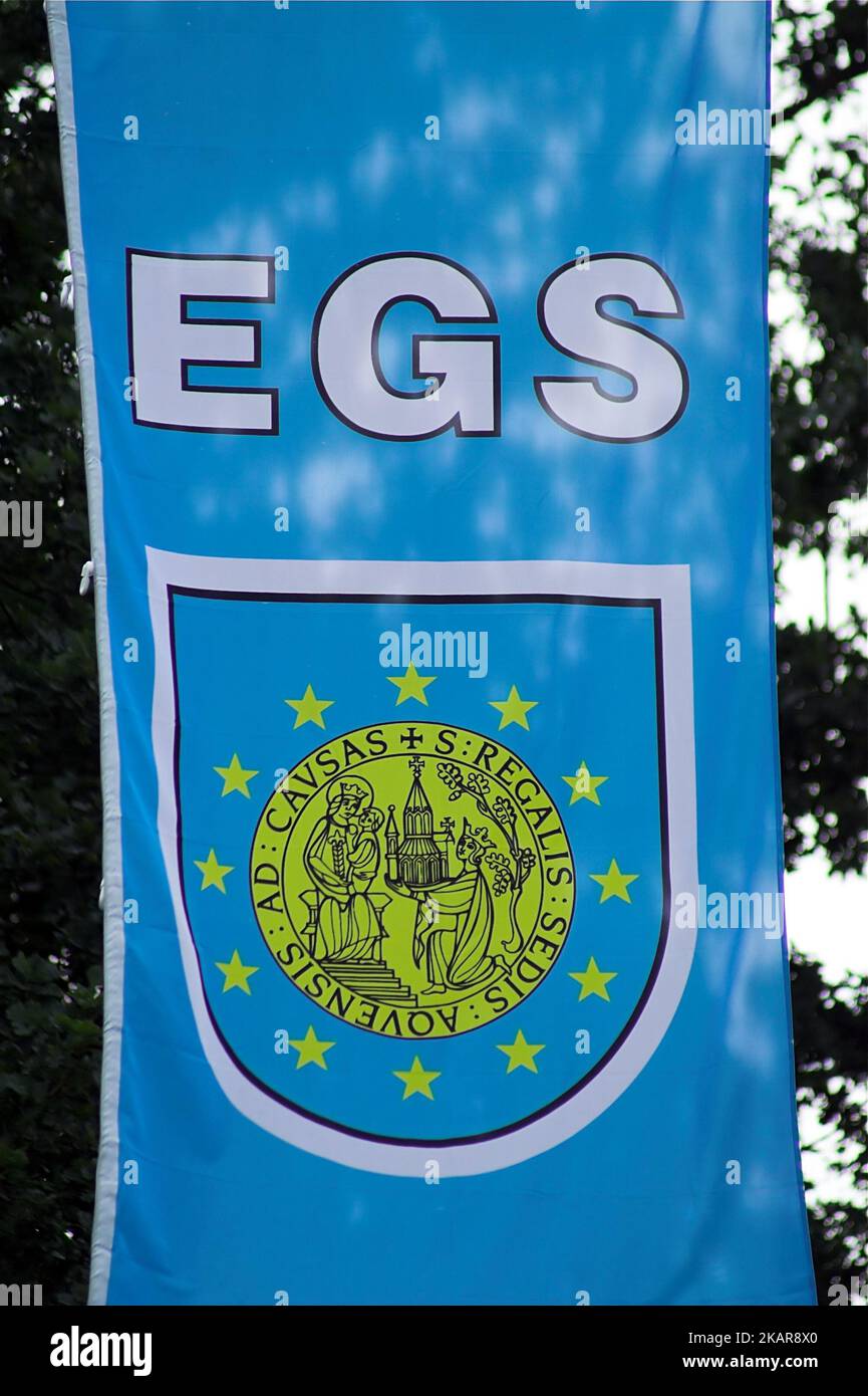 Heeswijk, Paesi Bassi, Niederlande, Europäische Gemeinschaft Historischer Schützen; Associazione europea dei Riflemen storici; Wappen der EGS Foto Stock