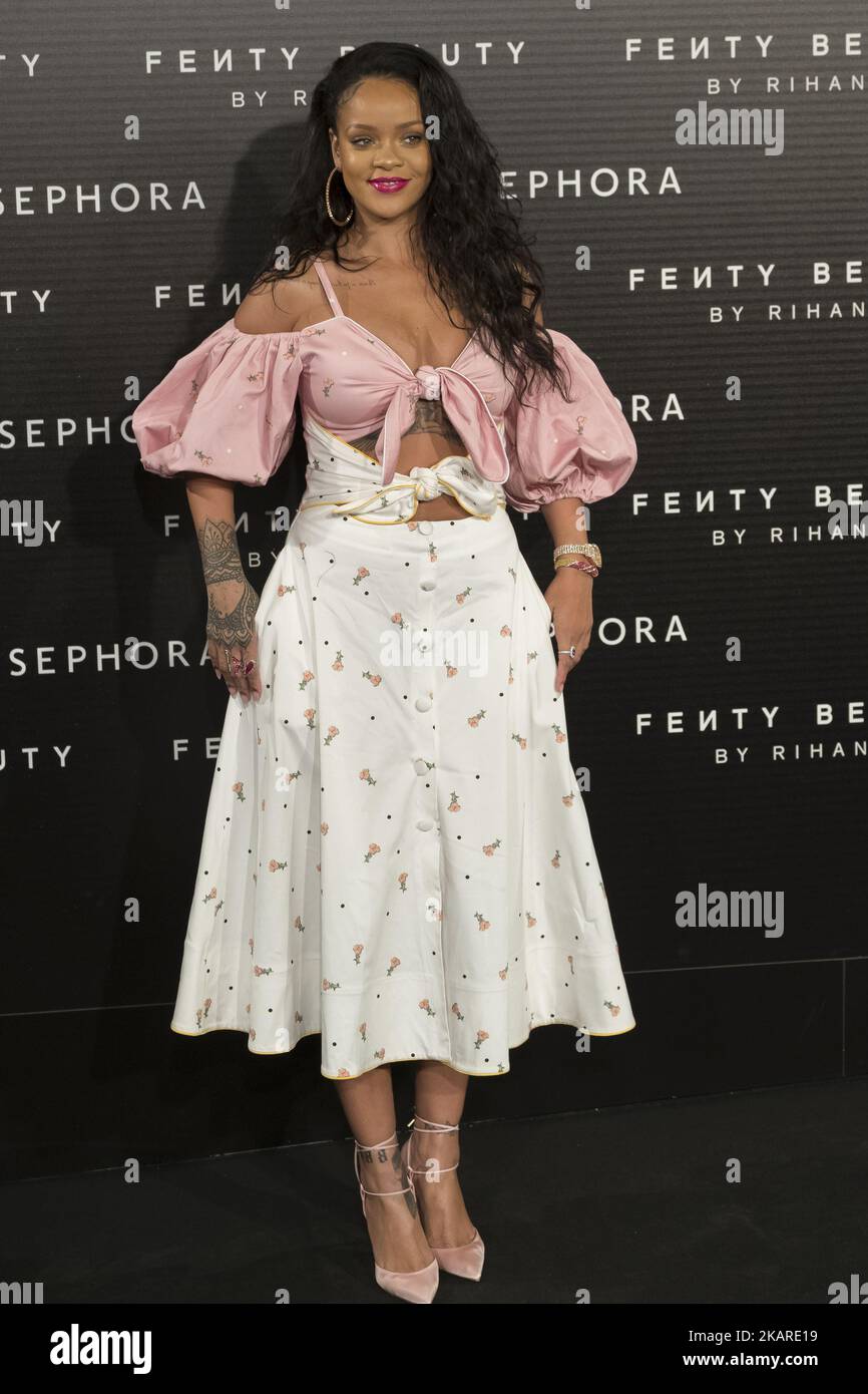 La cantante Rihanna partecipa alla fotocellula 'Fenty Beauty' al cinema Callao il 23 settembre 2017 a Madrid, Spagna. (Foto di Oscar Gonzalez/NurPhoto) Foto Stock