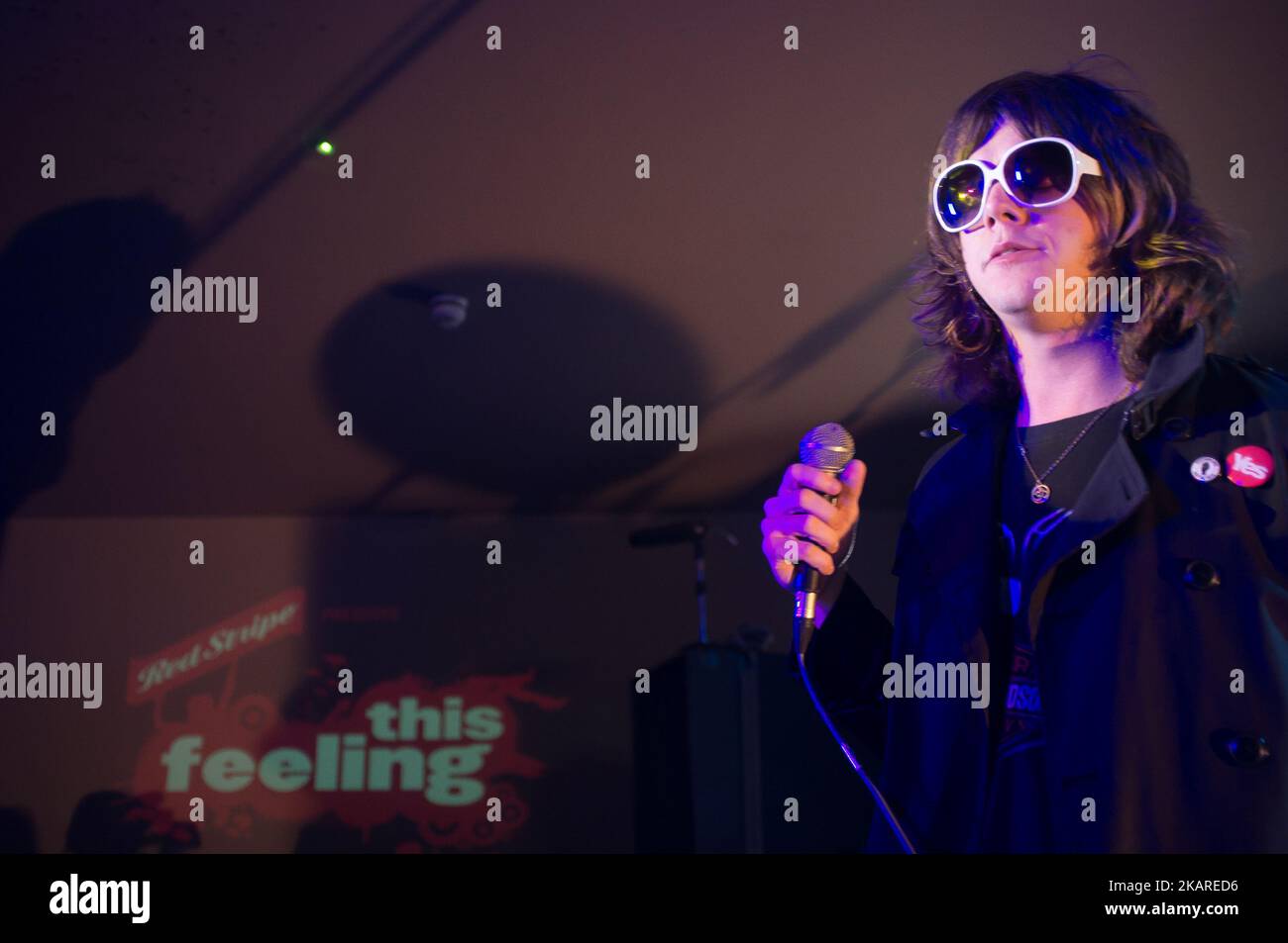 Band psichedelica indie britannica la Shimmer Band è stata vista sul palco mentre si esibiva a Nambucca, a Londra, il 19 settembre 2017. La Shimmer Band inizierà il suo primo tour nel Regno Unito. (Foto di Alberto Pezzali/NurPhoto) Foto Stock