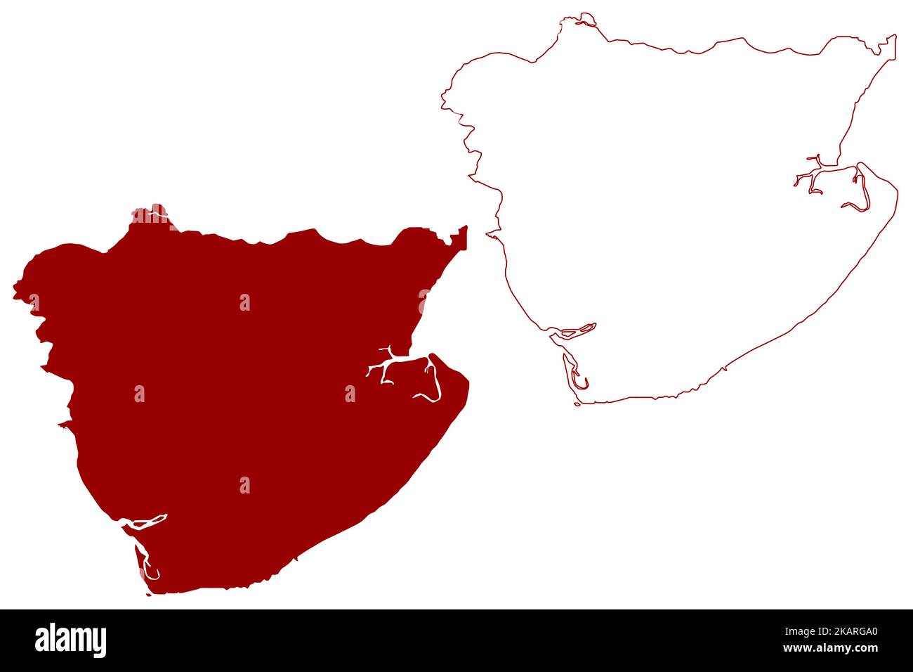 Rappresentazione vettoriale della mappa del distretto non metropolitano di Tendring (Regno Unito di Gran Bretagna e Irlanda del Nord, contea cerimoniale Essex, Inghilterra), s Illustrazione Vettoriale