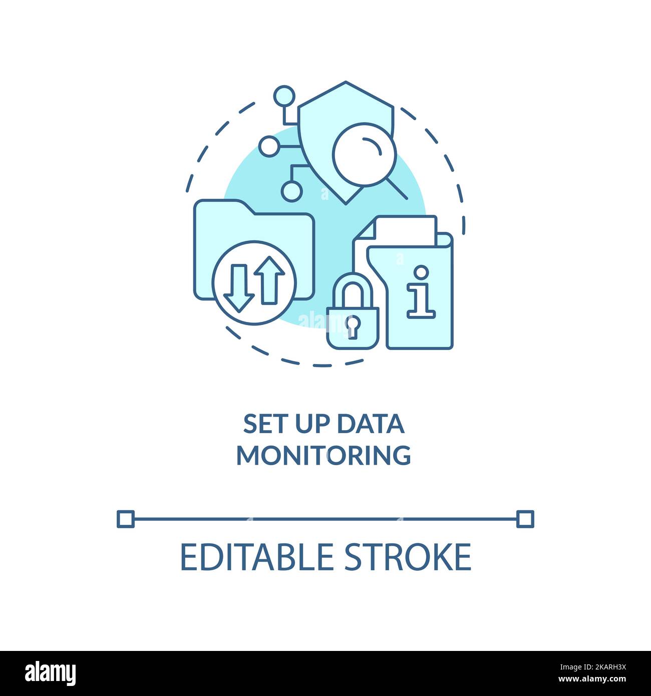 Impostare l'icona del concetto turchese per il monitoraggio dei dati Illustrazione Vettoriale