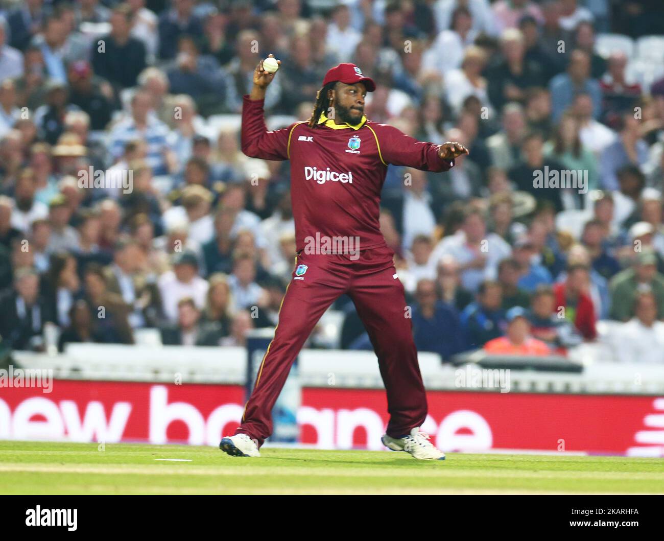 Chris Gayle delle Indie Occidentali durante il 4th Royal London una partita di serie internazionale di un giorno tra l'Inghilterra e le Indie Occidentali al Kia Oval, Londra il 27 settembre , 2017 (Photo by Kieran Galvin/NurPhoto) Foto Stock