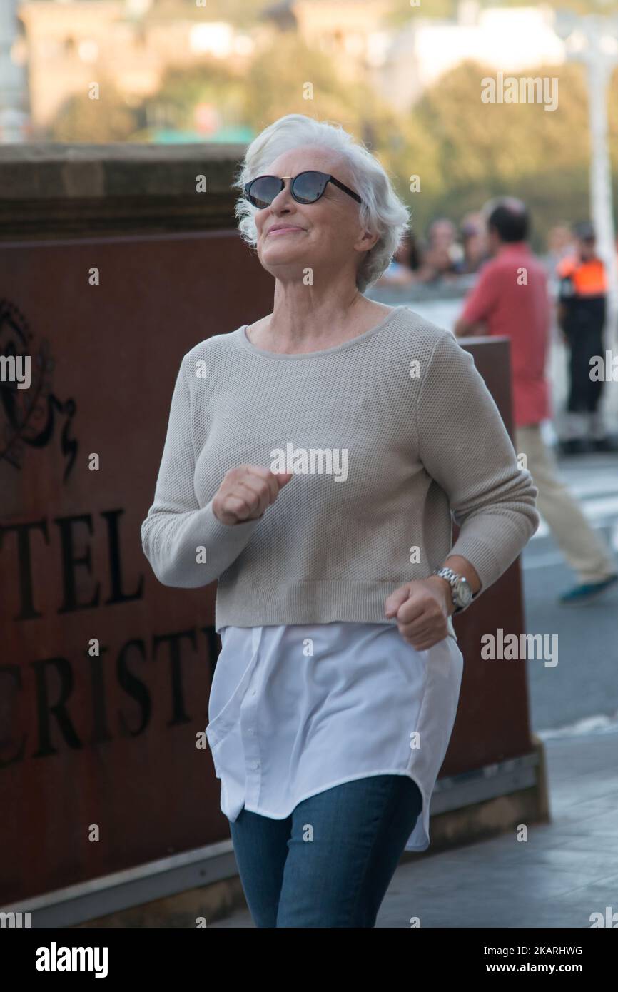 Glenn Close è visto arrivare al Maria Cristina Hotel durante 65th San Sebastian International Film Festival il 28 settembre 2017 a San Sebastian, Spagna. (Foto di COOLMedia/NurPhoto) Foto Stock