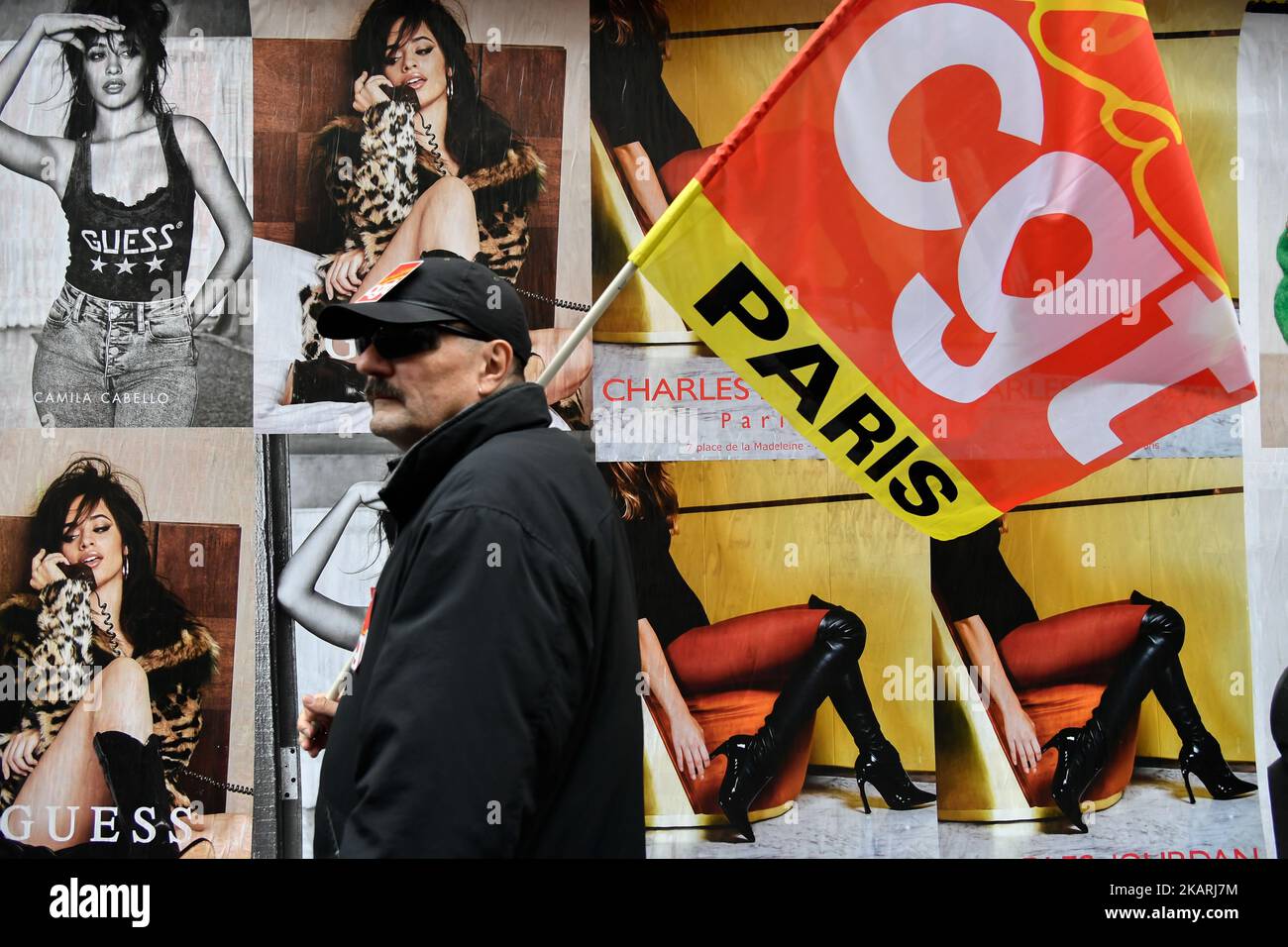 I Sindacati protestano a Parigi il 28 settembre 2017 contro il gouvernement che vogliono aumentare di 1,7 punto le imposte CSG su 8 milioni di pensioni senza compensazioni.(Photo by Julien Mattia/NurPhoto) Foto Stock