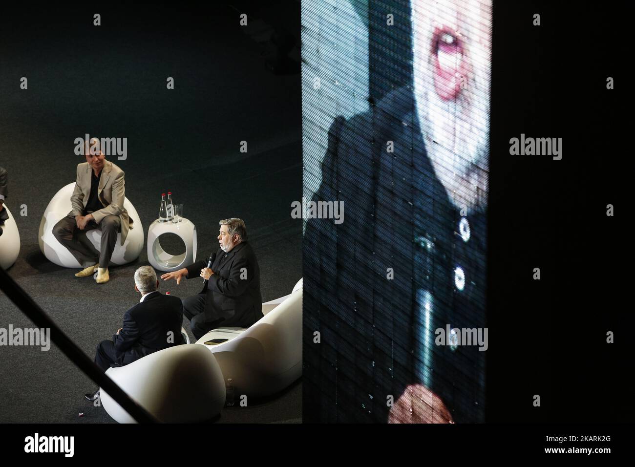 Steve Wozniak, co-fondatore di Apple Inc., ha tenuto un discorso durante la sua partecipazione al business forum a Kiev, Ucraina, 30 settembre 2017 (Foto di Sergi Kharchenko/NurPhoto) Foto Stock