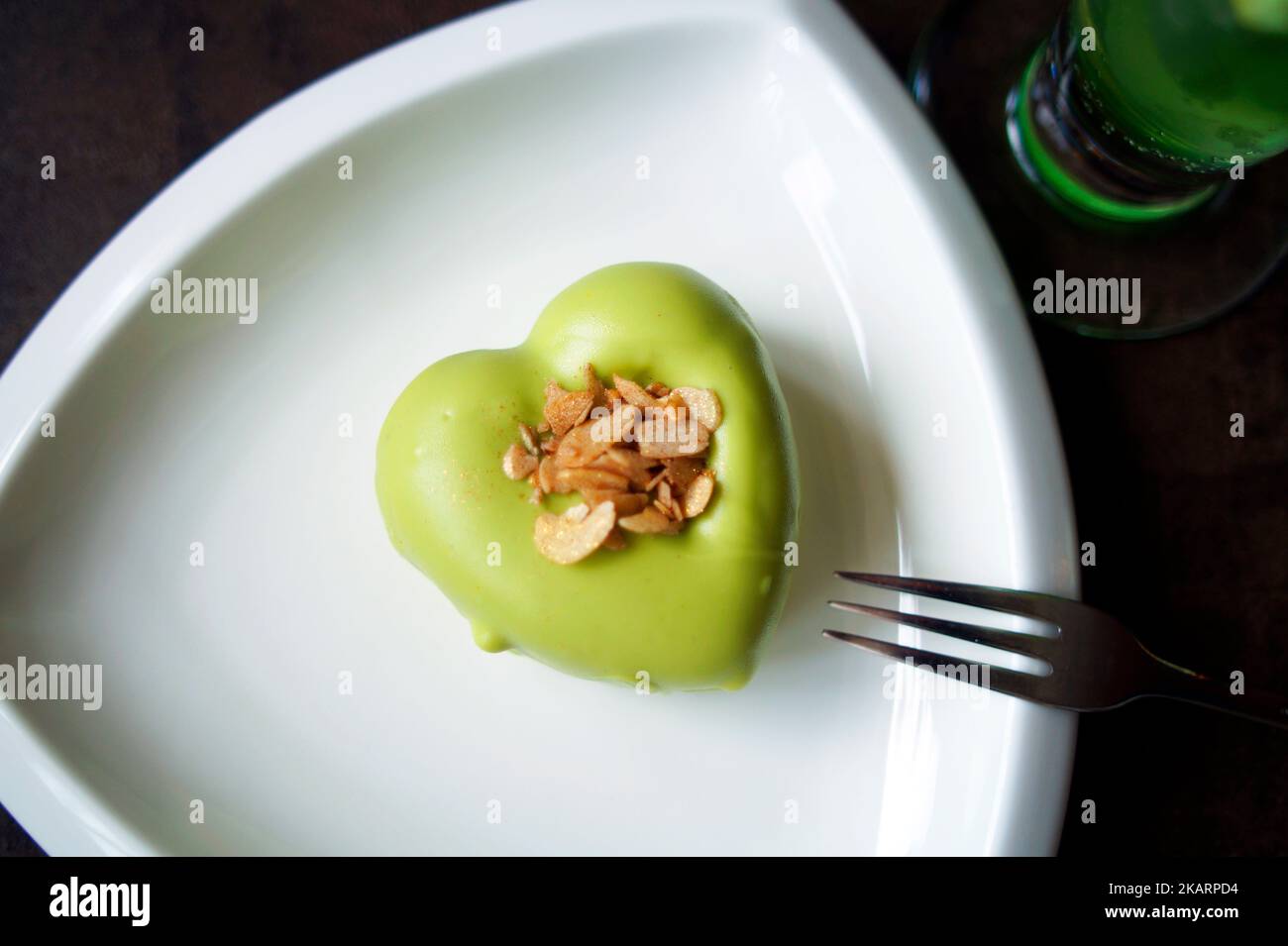 Torta verde a forma di cuore Foto Stock